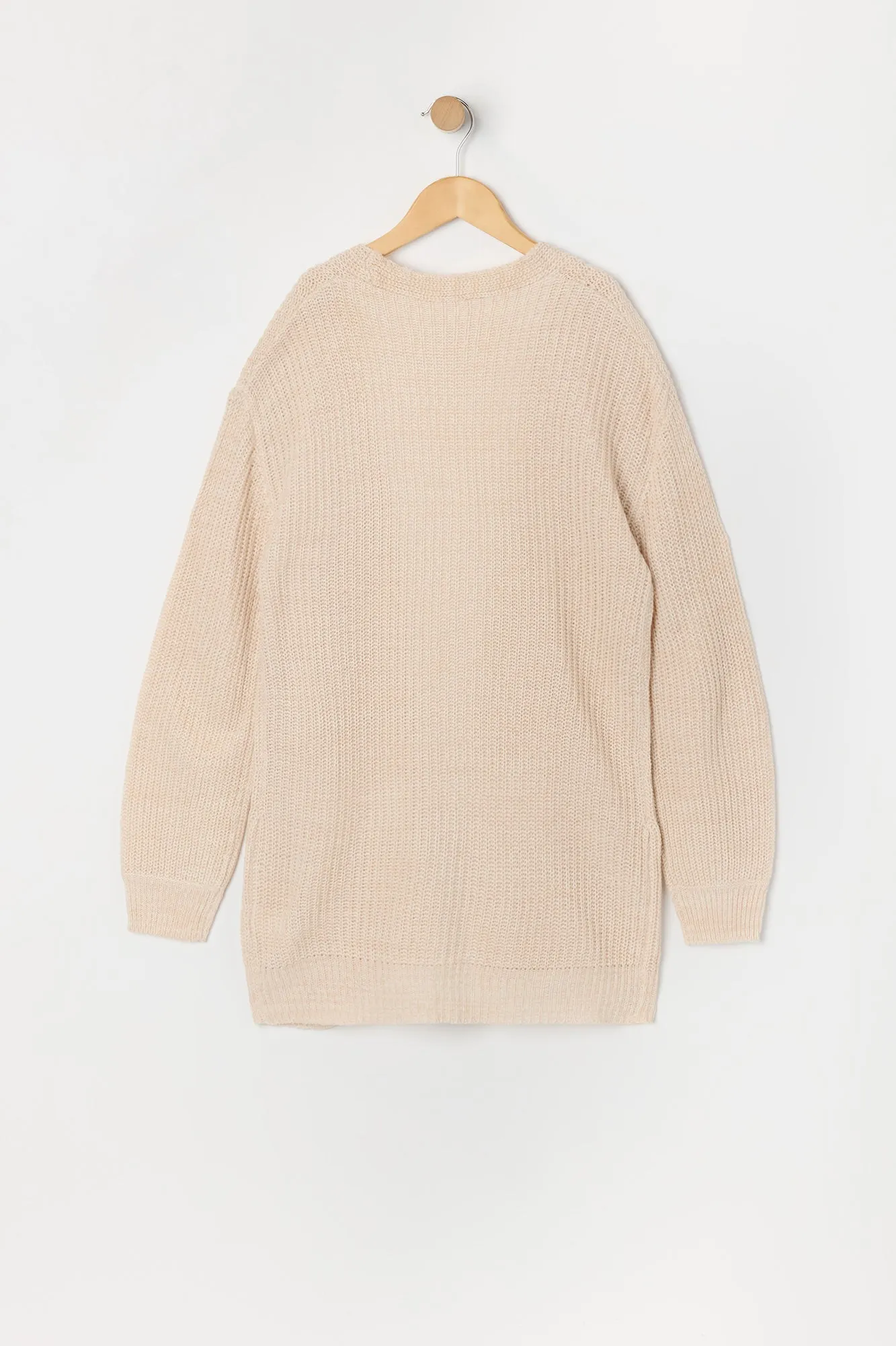 Girls Ribbed Knit Longline Cardigan sold by Urban Planet product image thumbnail 4