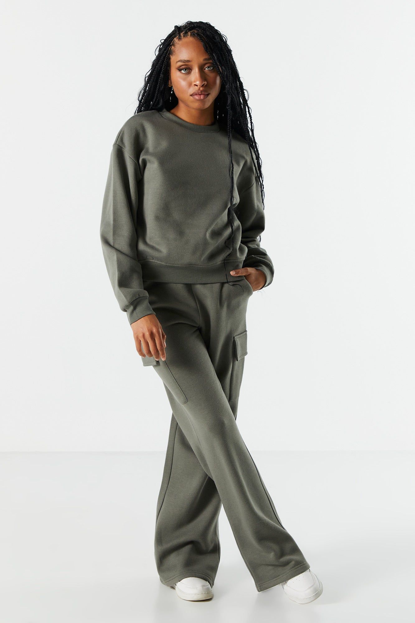 Fleece Wide Leg Cargo Pant sold by Urban Planet