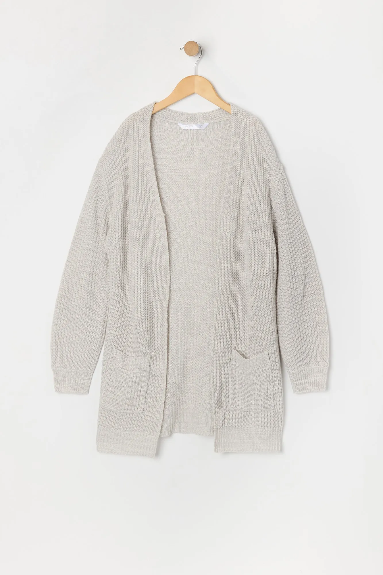 Girls Ribbed Knit Longline Cardigan sold by Urban Planet