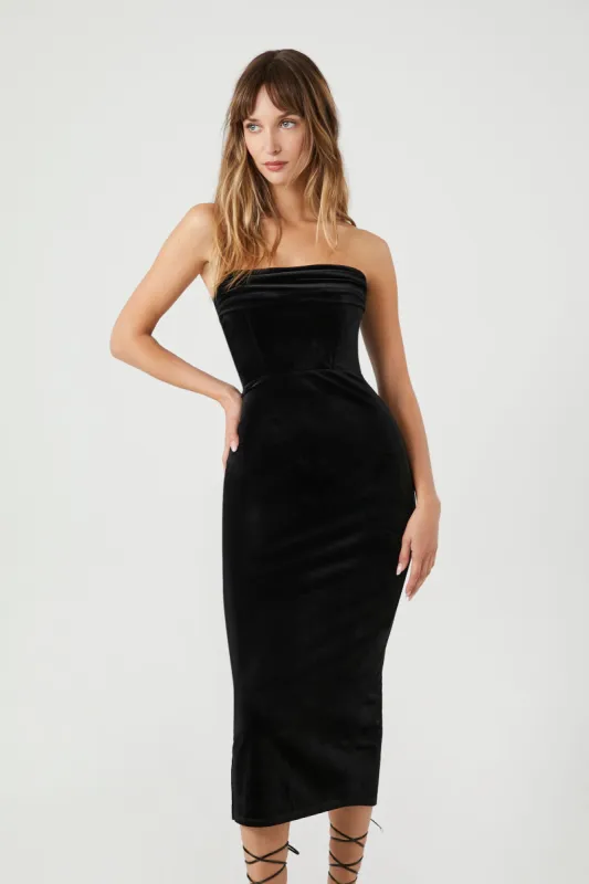 Robe-tube midi en velours sold by Urban Planet