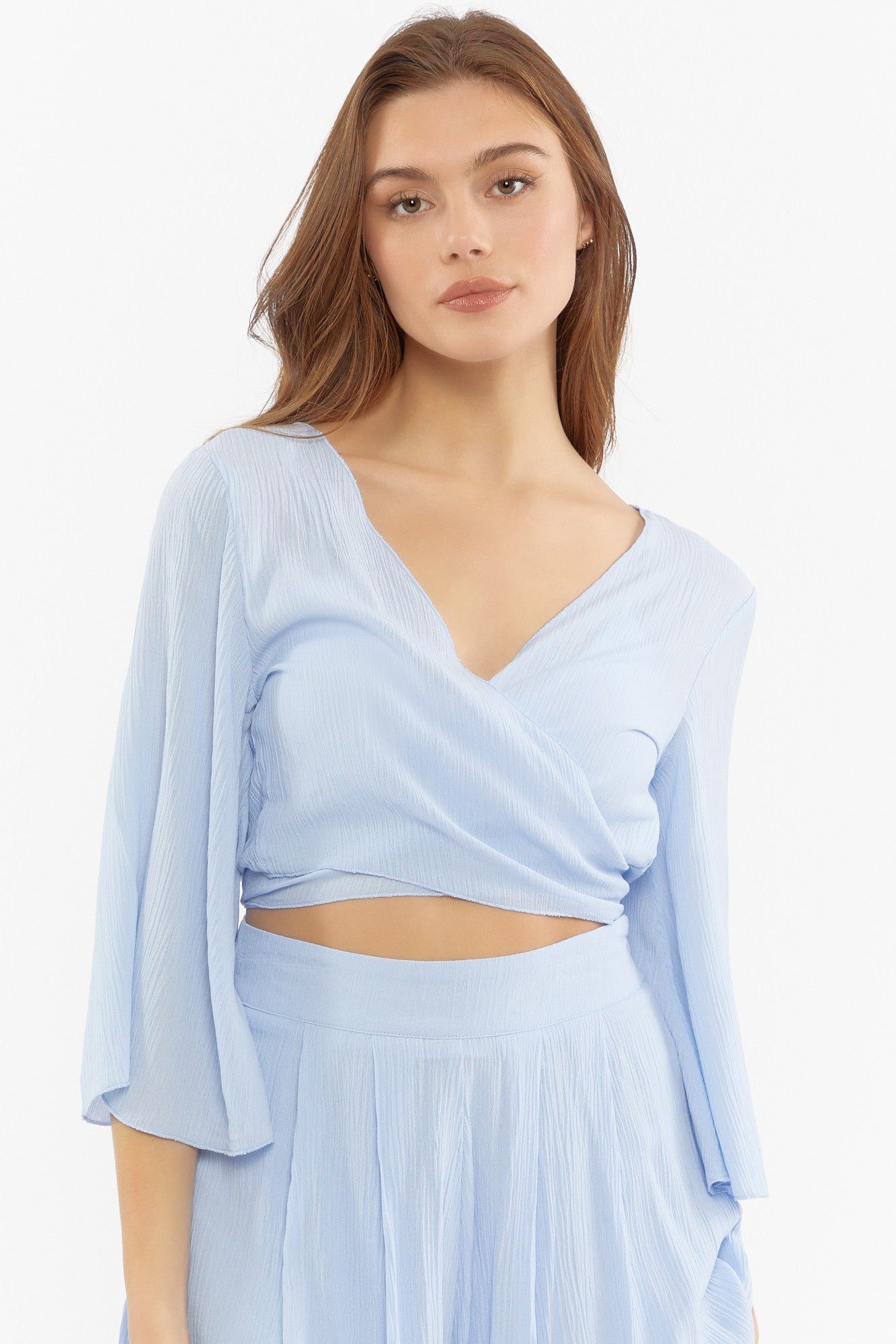 Tie-Up Flowy Long Sleeve Crop Top sold by Urban Planet