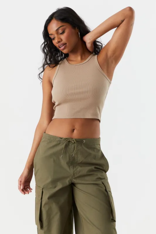 Ribbed High Neck Basic Tank sold by Urban Planet