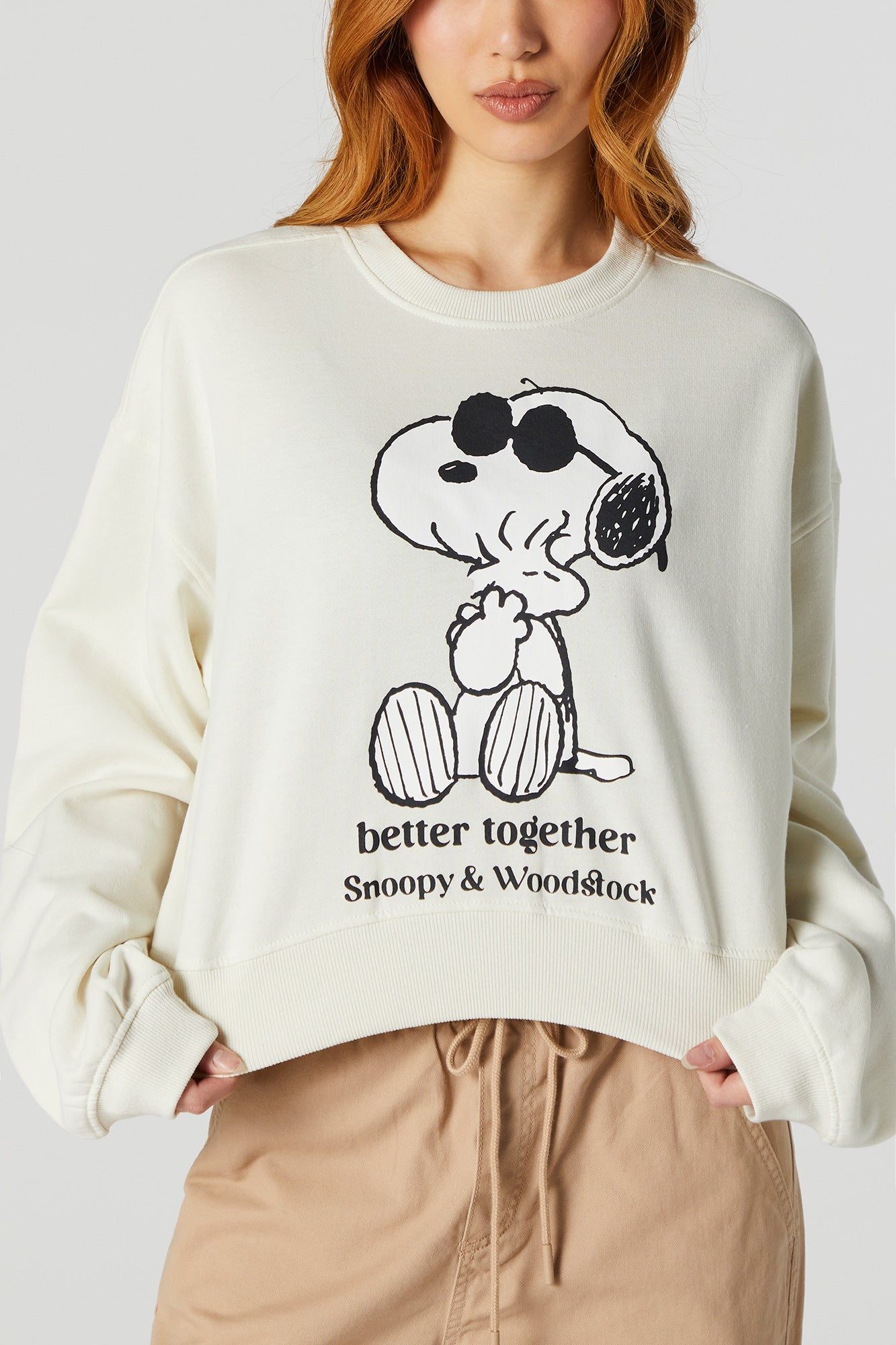 Snoopy and Woodstock Graphic Fleece Sweatshirt sold by Urban Planet product image thumbnail 4