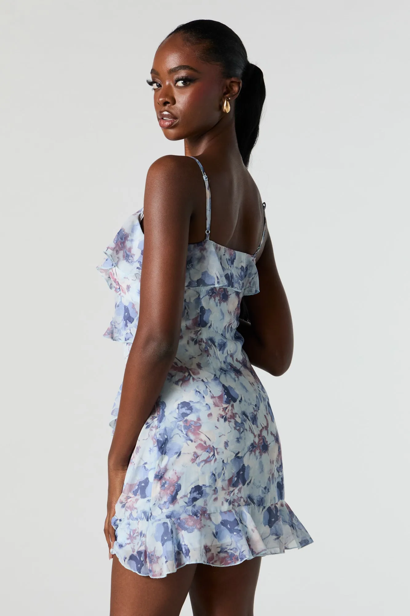 Chiffon V-Neck Ruffle Mini Dress sold by Urban Planet product image thumbnail 5