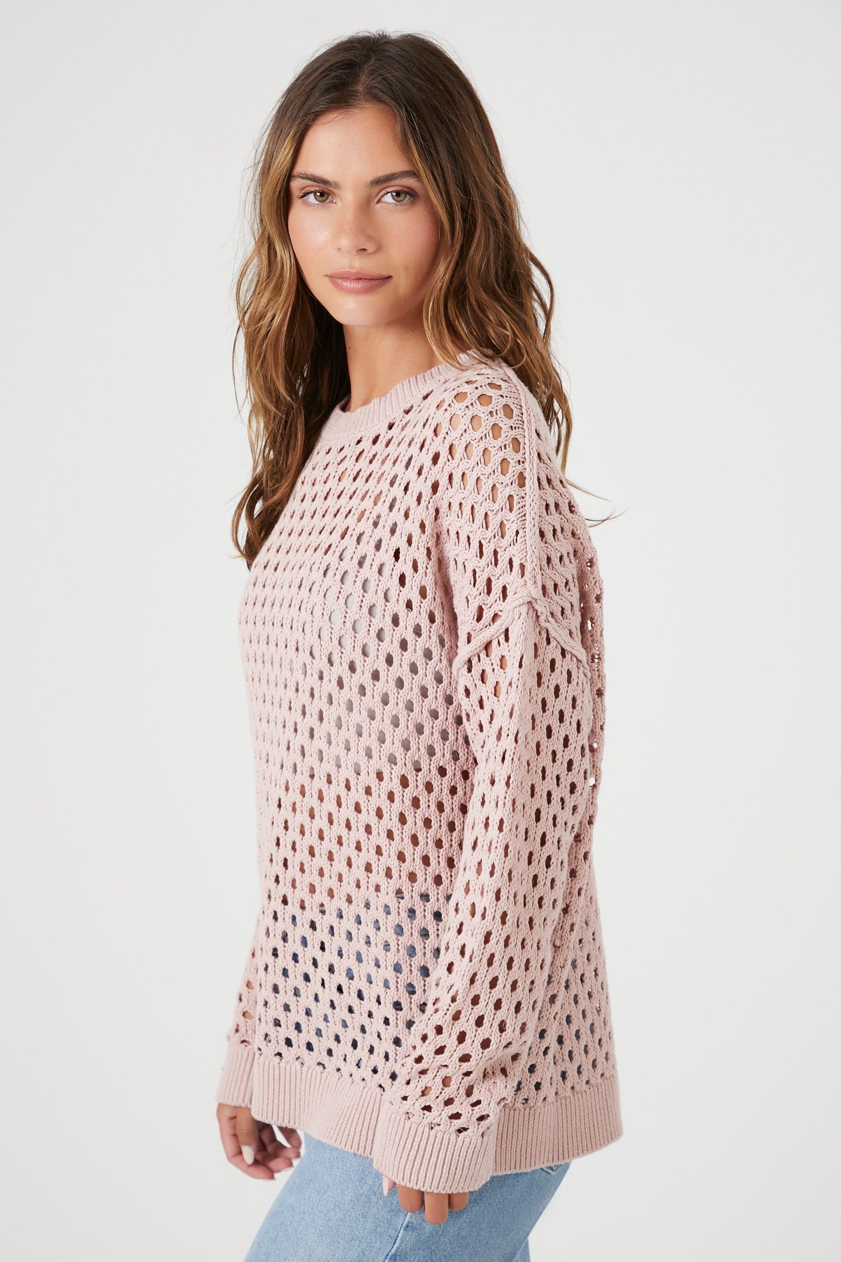 Open Knit Long Sleeve Sweater sold by Urban Planet product image thumbnail 2