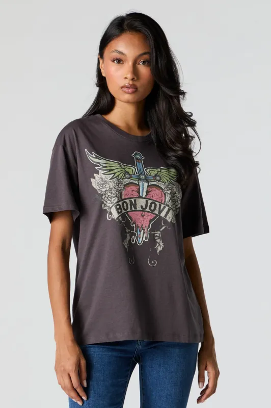 Bon Jovi Graphic Boyfriend T-Shirt sold by Urban Planet