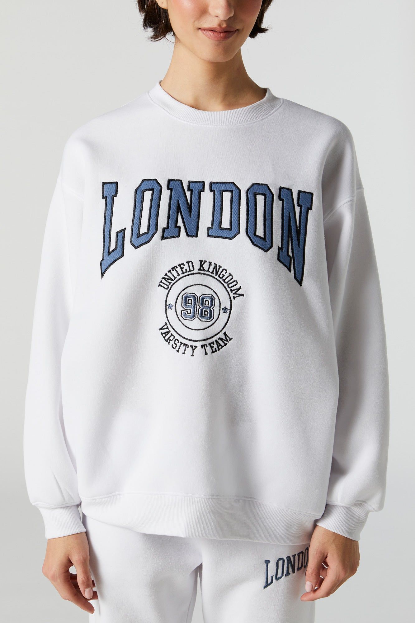 Chenille Embroidered London Fleece Sweatshirt sold by Urban Planet product image thumbnail 4