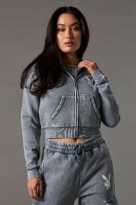 Playboy Graphic Zip-Up Washed Hoodie sold by Urban Planet