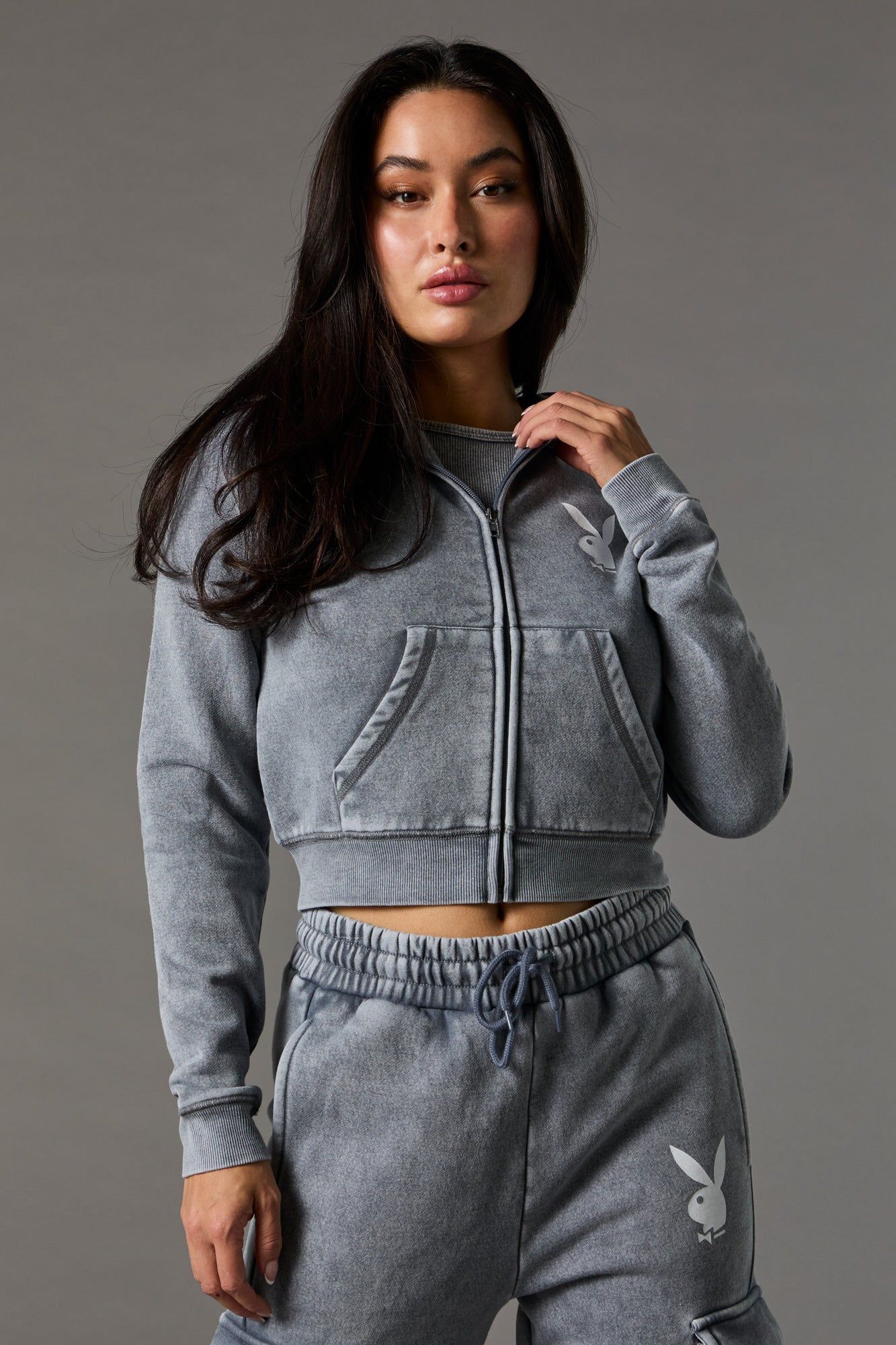 Playboy Graphic Zip-Up Washed Hoodie sold by Urban Planet