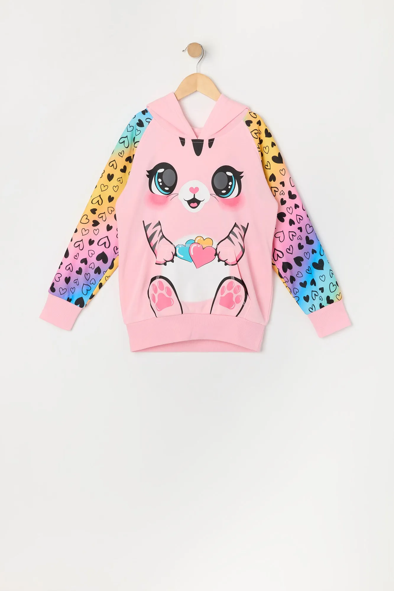 Haut à capuchon à imprimé Chat-licorne amour pour fille sold by Urban Planet product image thumbnail 2