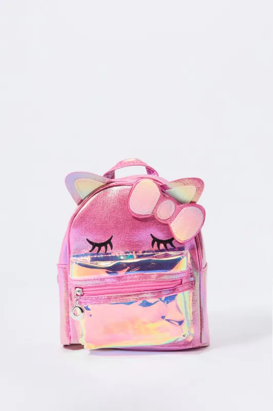 Girls 3D Kitty Iridescent Mini Backpack sold by Urban Planet