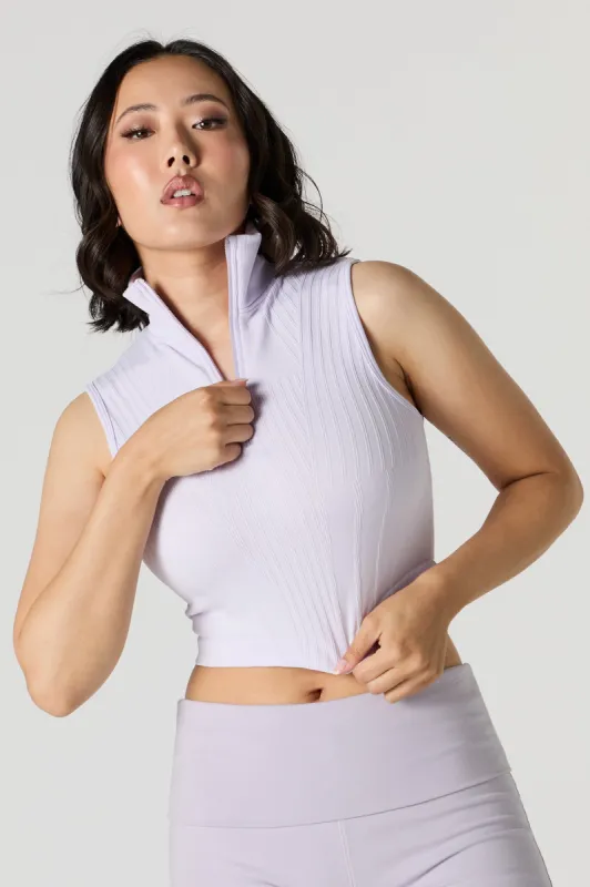 Active Seamless Ribbed Half Zip Cropped Tank sold by Urban Planet