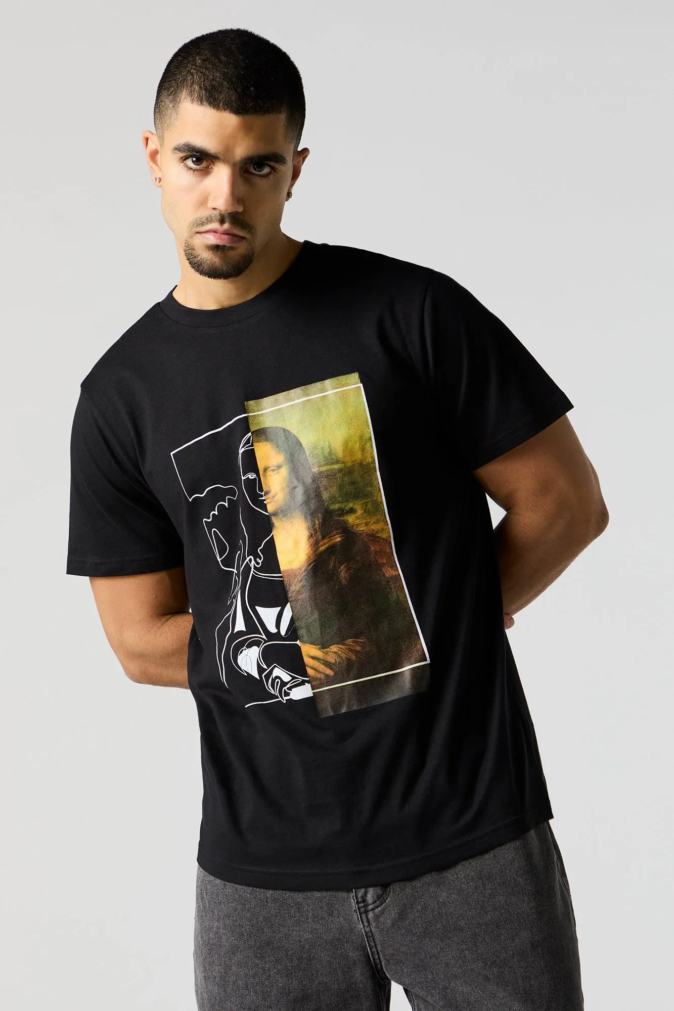Split Mona Lisa Graphic T-Shirt sold by Urban Planet product image thumbnail 2