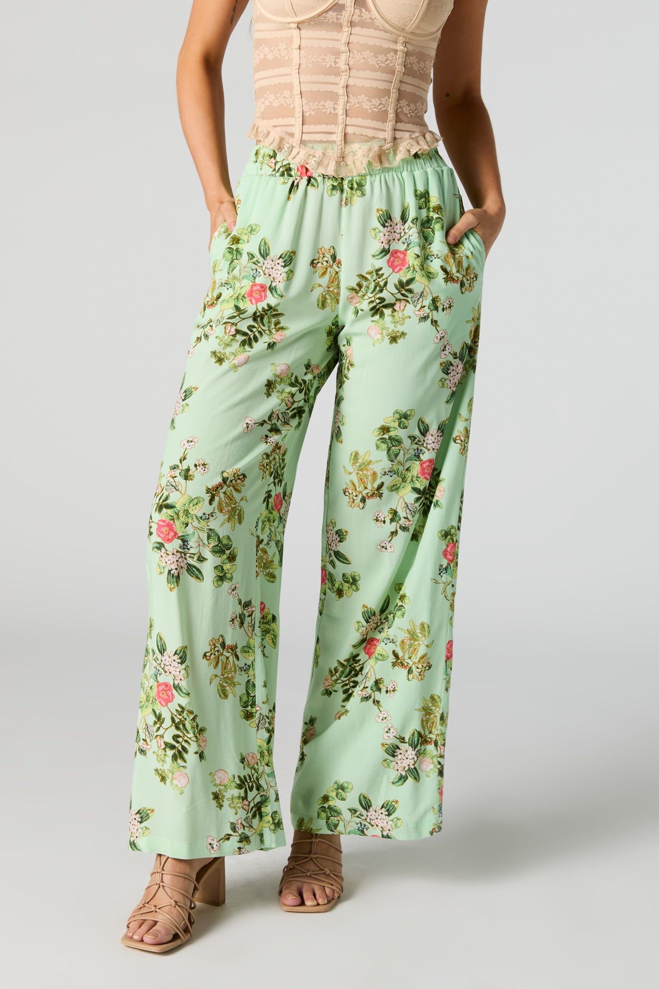 Green Floral Wide Leg Pant sold by Urban Planet product image thumbnail 2