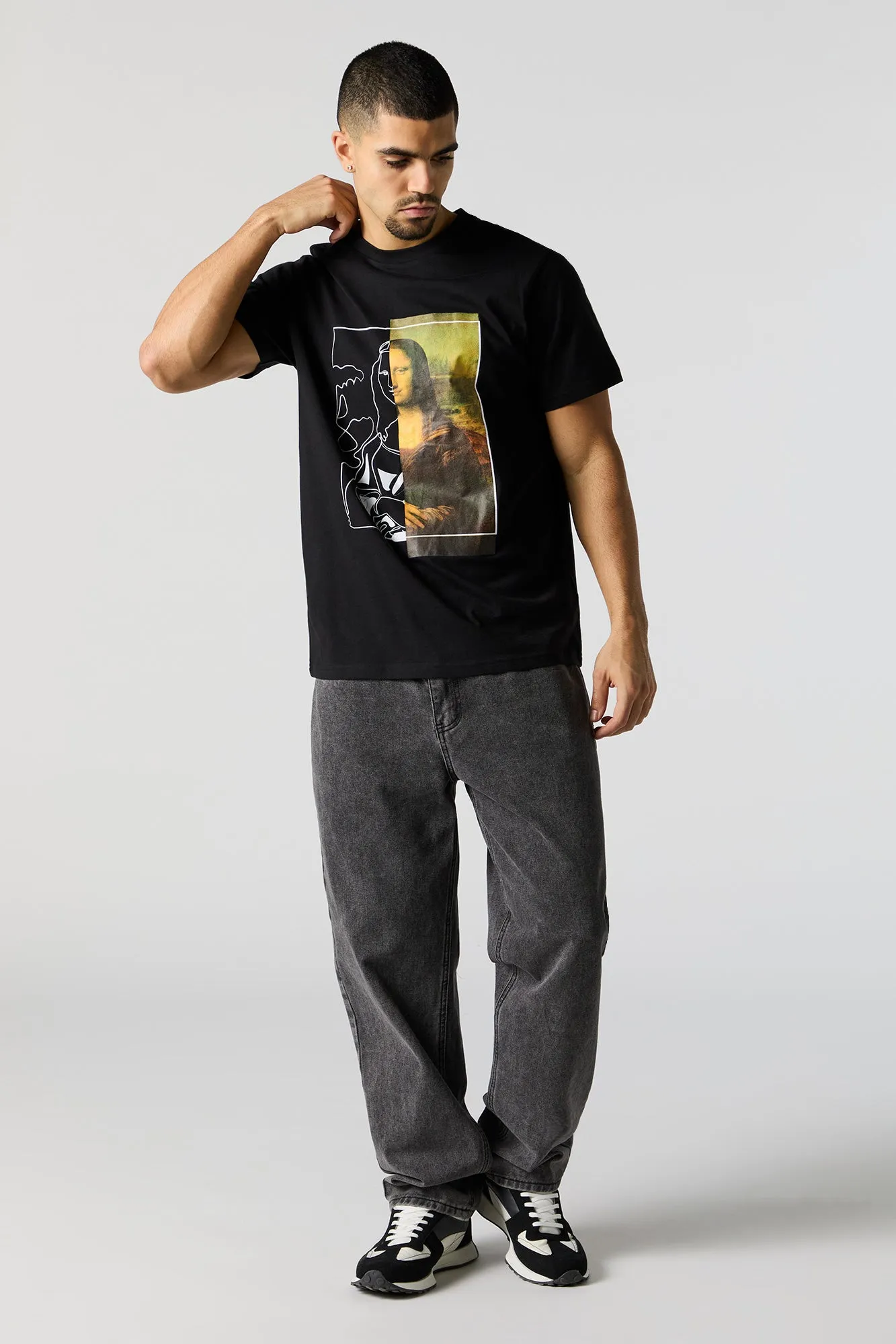 Split Mona Lisa Graphic T-Shirt sold by Urban Planet product image thumbnail 3