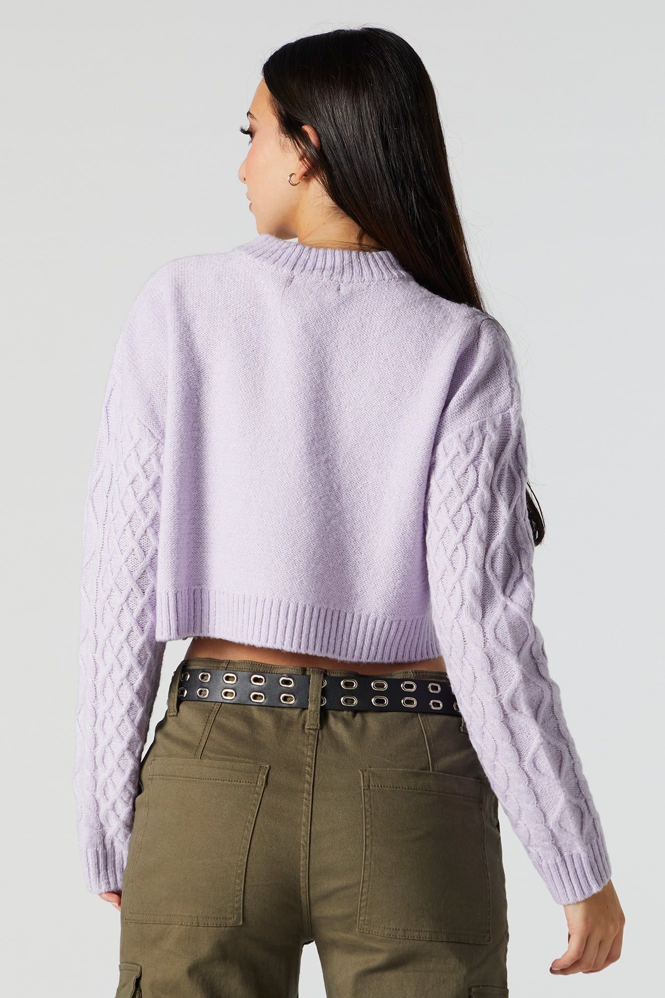 Chandail court lilas en tricot torsadé sold by Urban Planet product image thumbnail 2