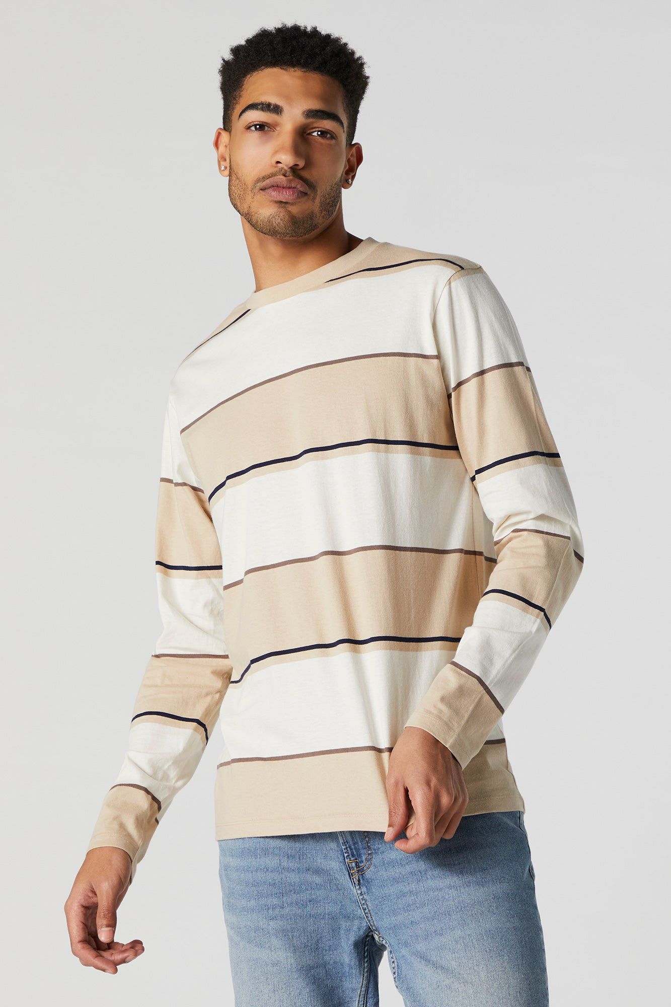 Wide Striped Print Long Sleeve Top sold by Urban Planet