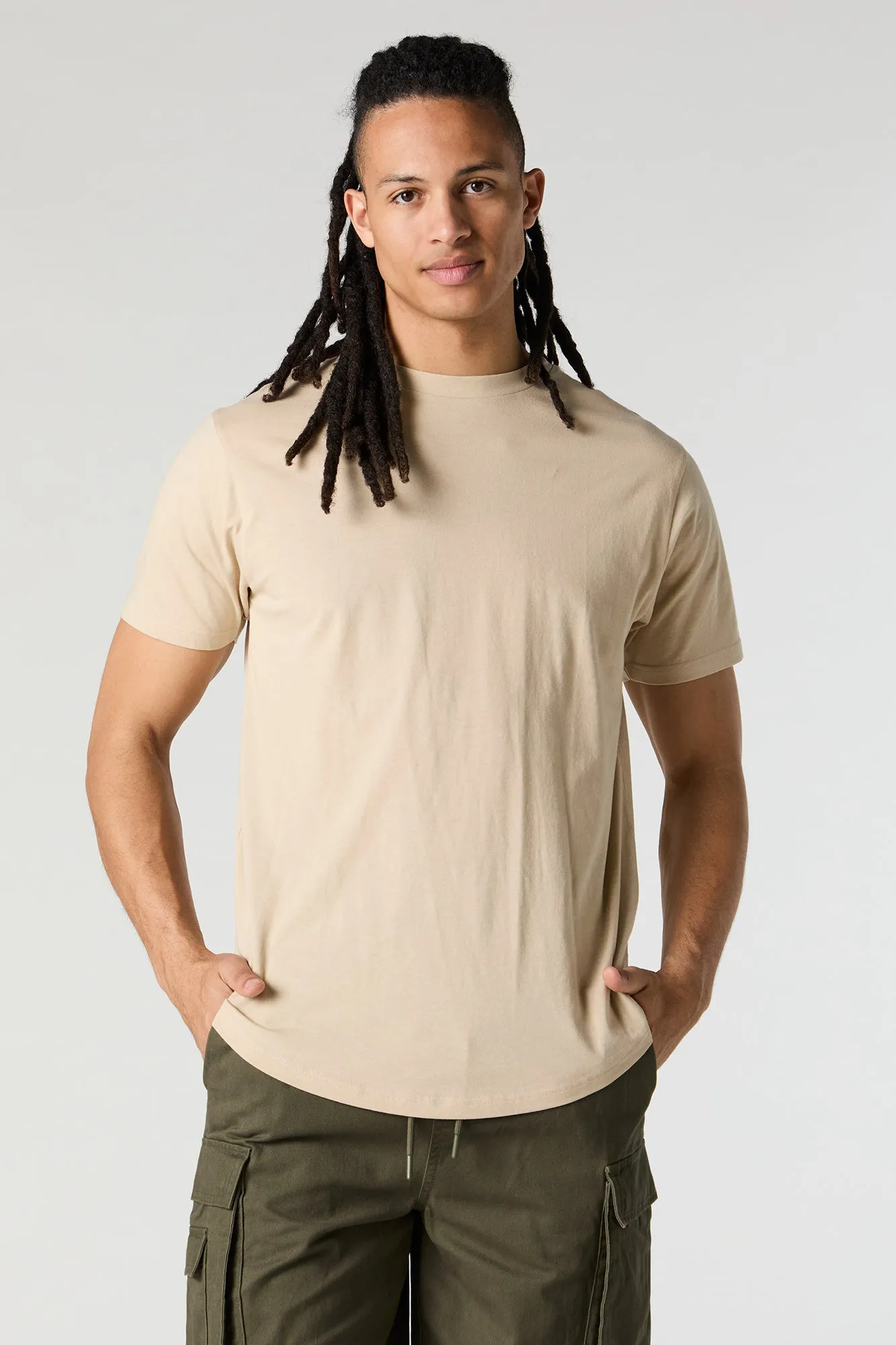 Curve Hem Crewneck T-Shirt sold by Urban Planet product image thumbnail 4