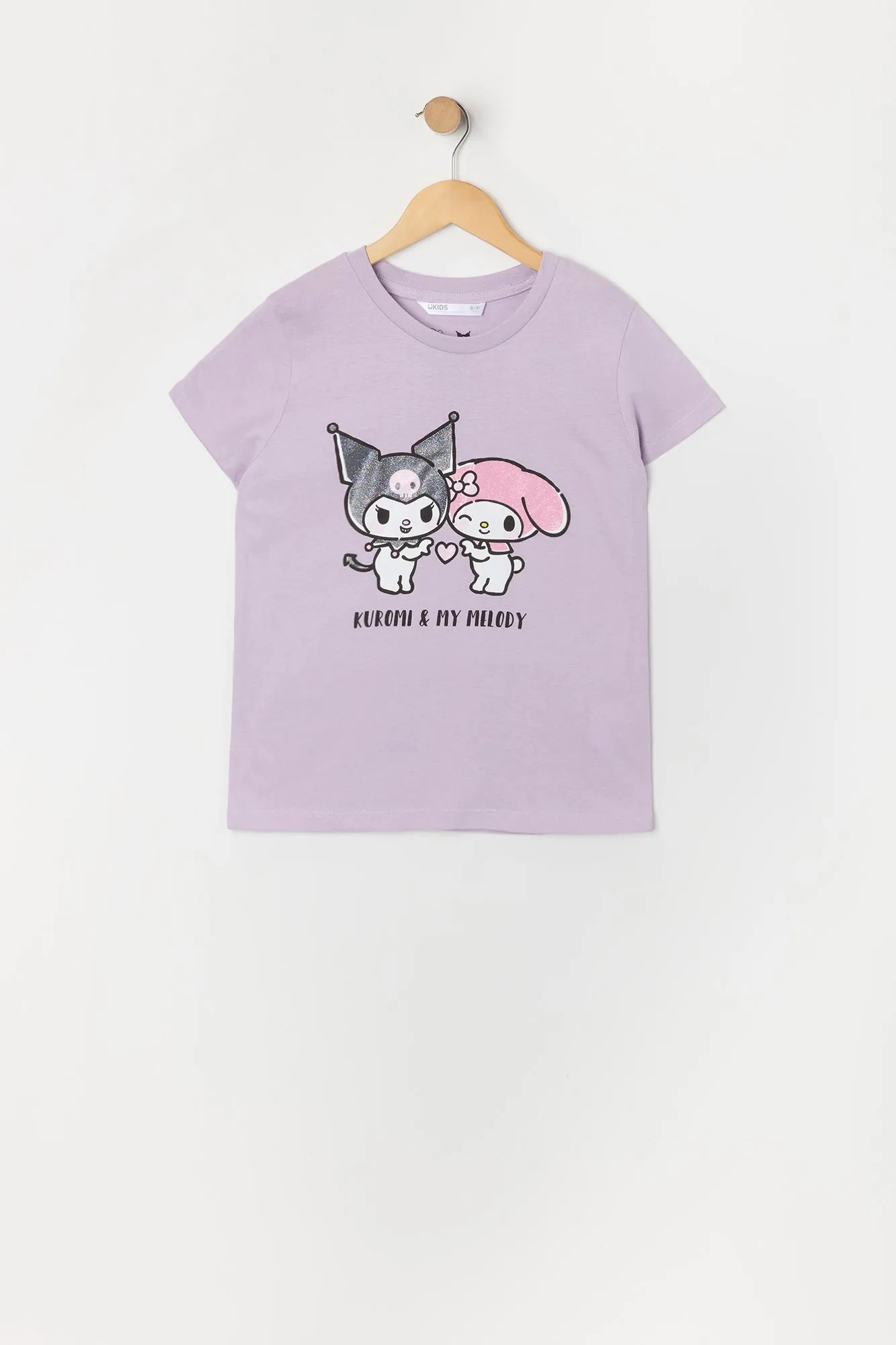 T-shirt lilas à imprimé Kuromi and My Melody pour fille sold by Urban Planet