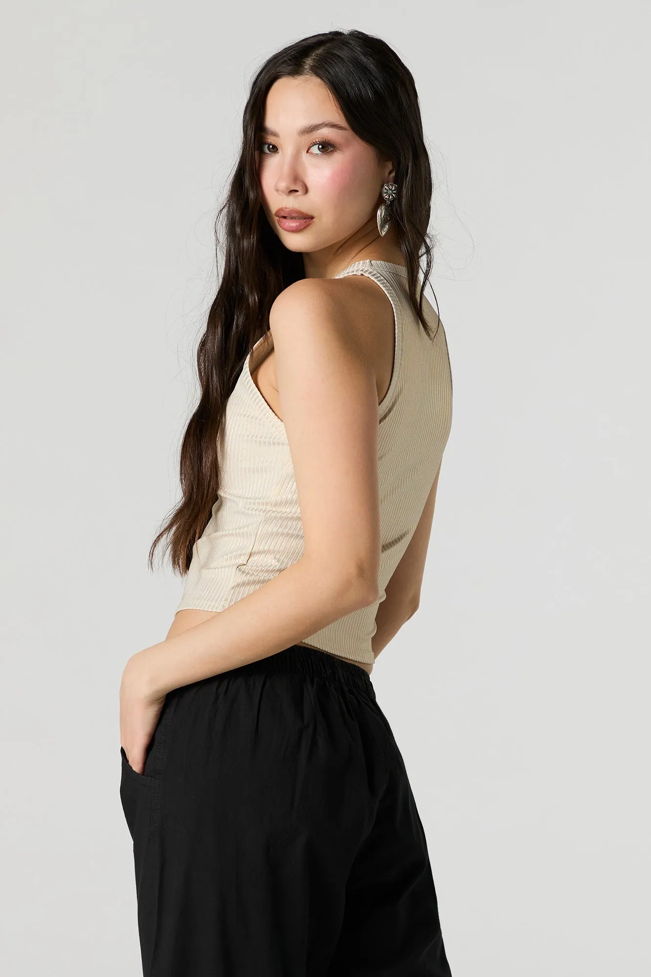 Metallic Ribbed Tank sold by Urban Planet product image thumbnail 5