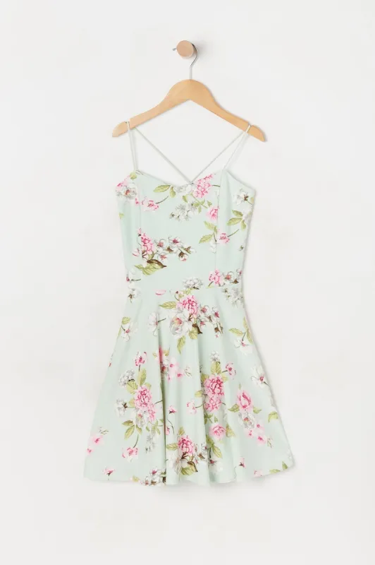 Girls Sage Floral Skater Dress sold by Urban Planet