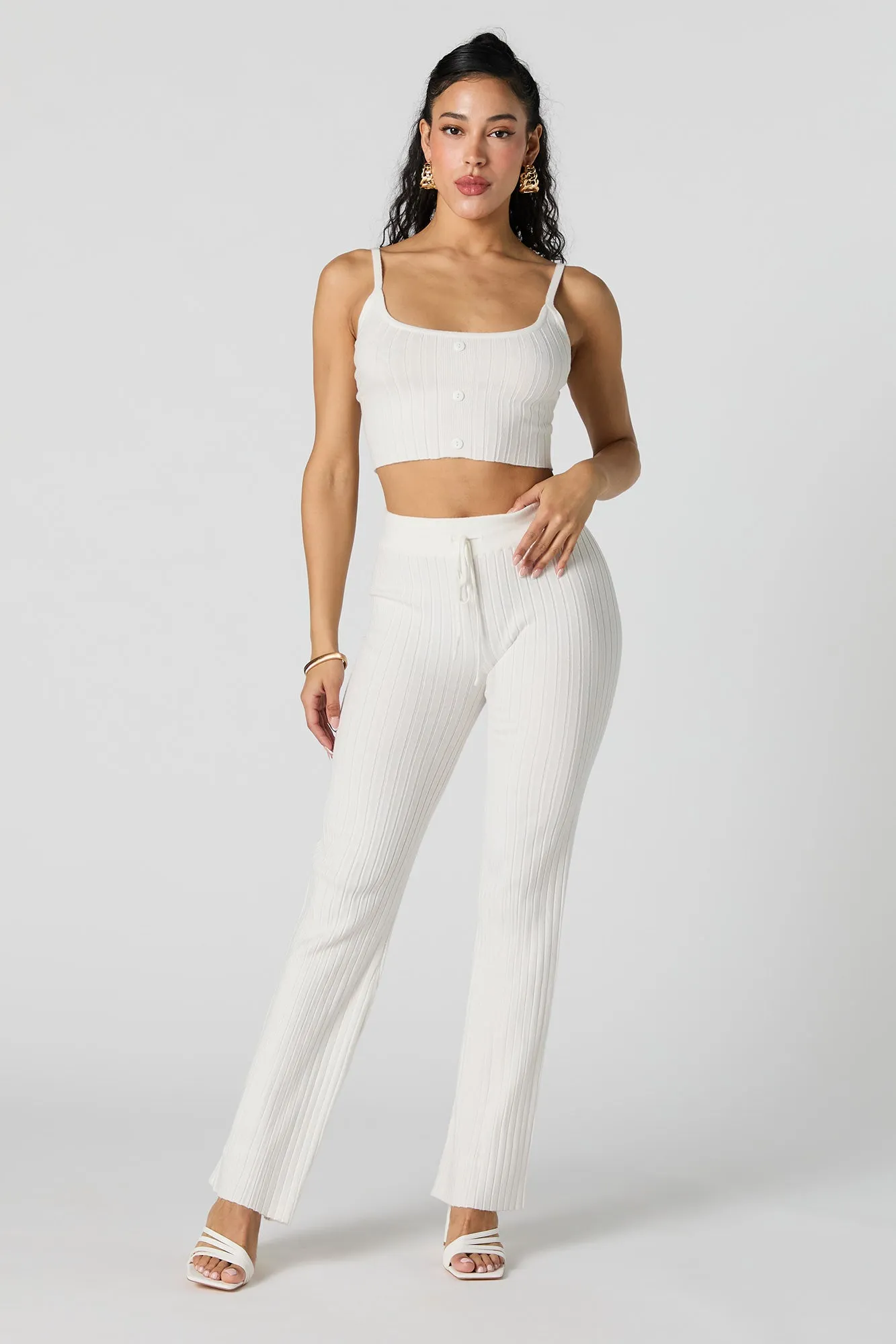 Pantalon en tricot côtelé avec taille coulissante sold by Urban Planet