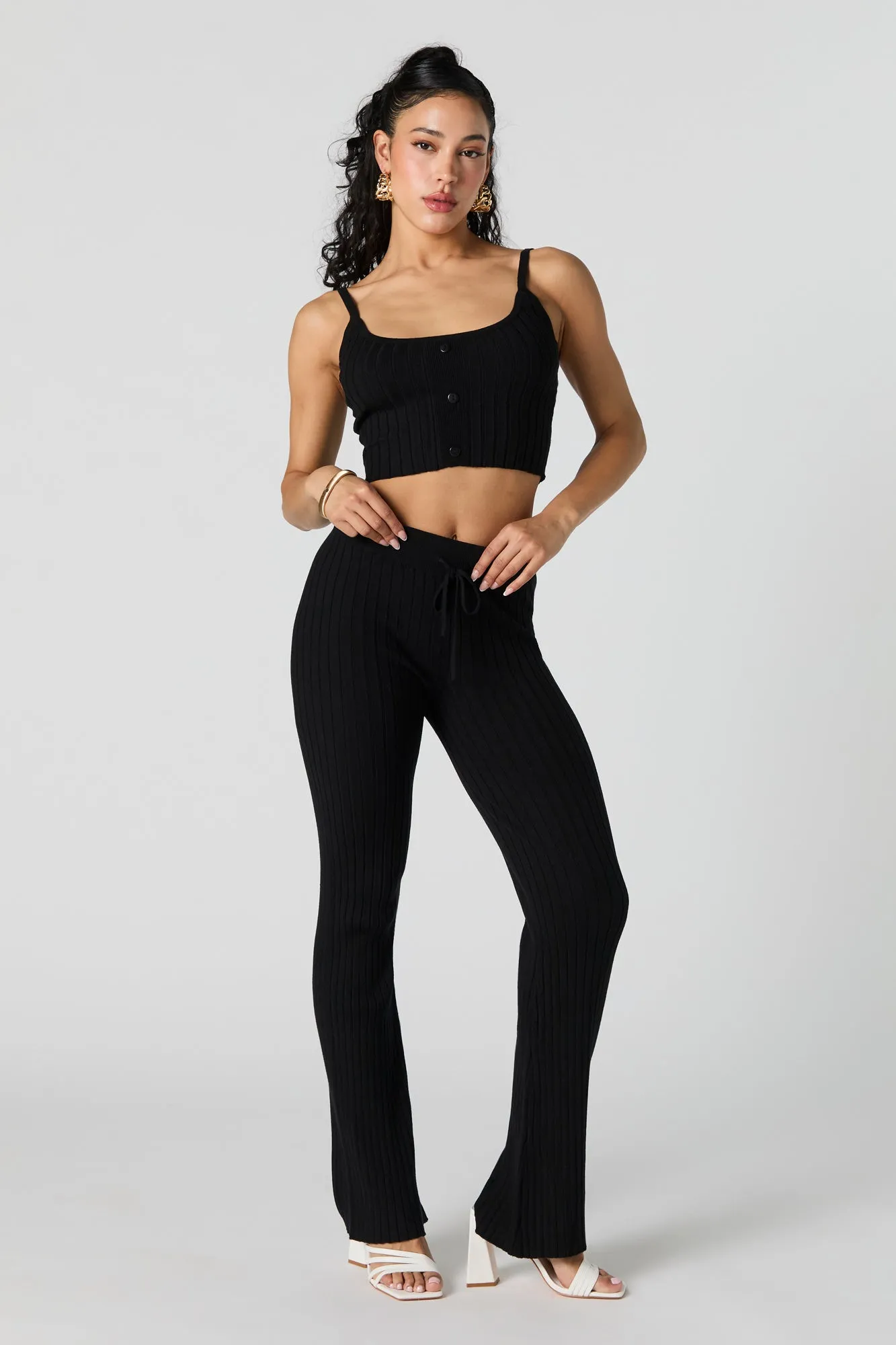 Pantalon en tricot côtelé avec taille coulissante sold by Urban Planet product image thumbnail 4