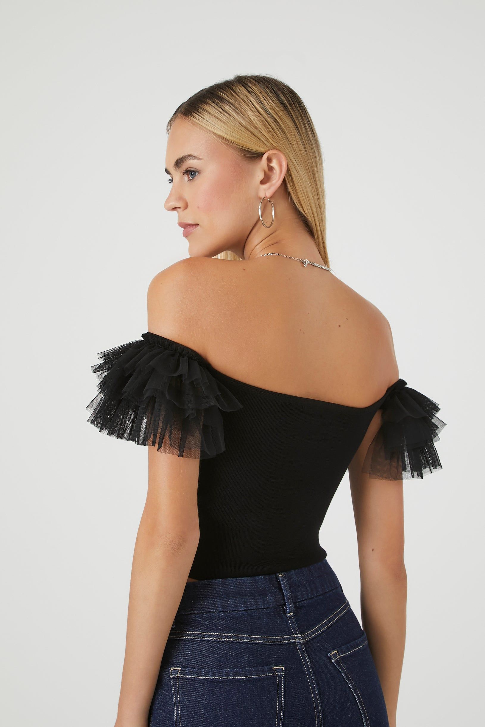 Haut court en tricot à épaules dénudées sold by Urban Planet product image thumbnail 3