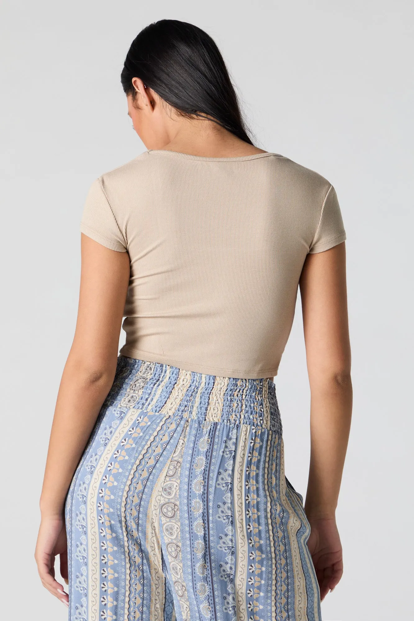 Ribbed Scoop Neck Corset T-Shirt sold by Urban Planet product image thumbnail 2