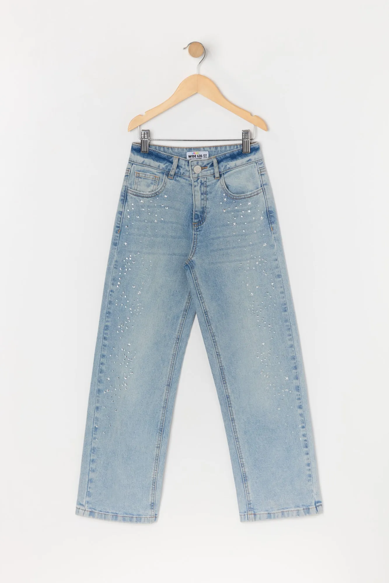 Jean à jambe large avec pierres du Rhin pour fille sold by Urban Planet product image thumbnail 3