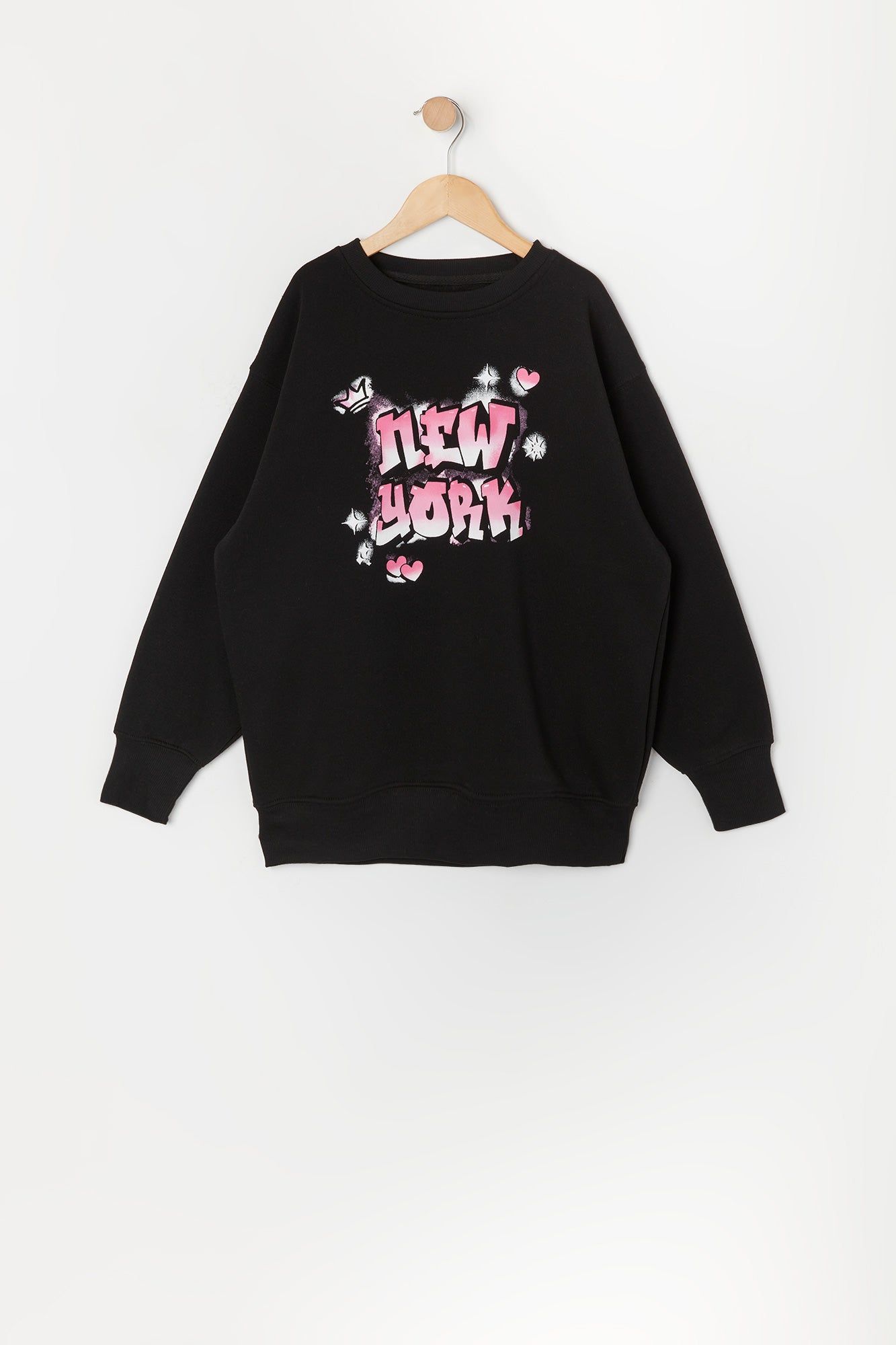 Girls Oversized Manhattan Graphic Fleece Sweatshirt sold by Urban Planet