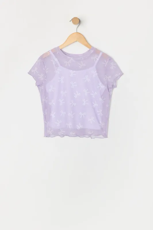 Girls Bow Mesh T-Shirt and Cami 2 Piece Set sold by Urban Planet
