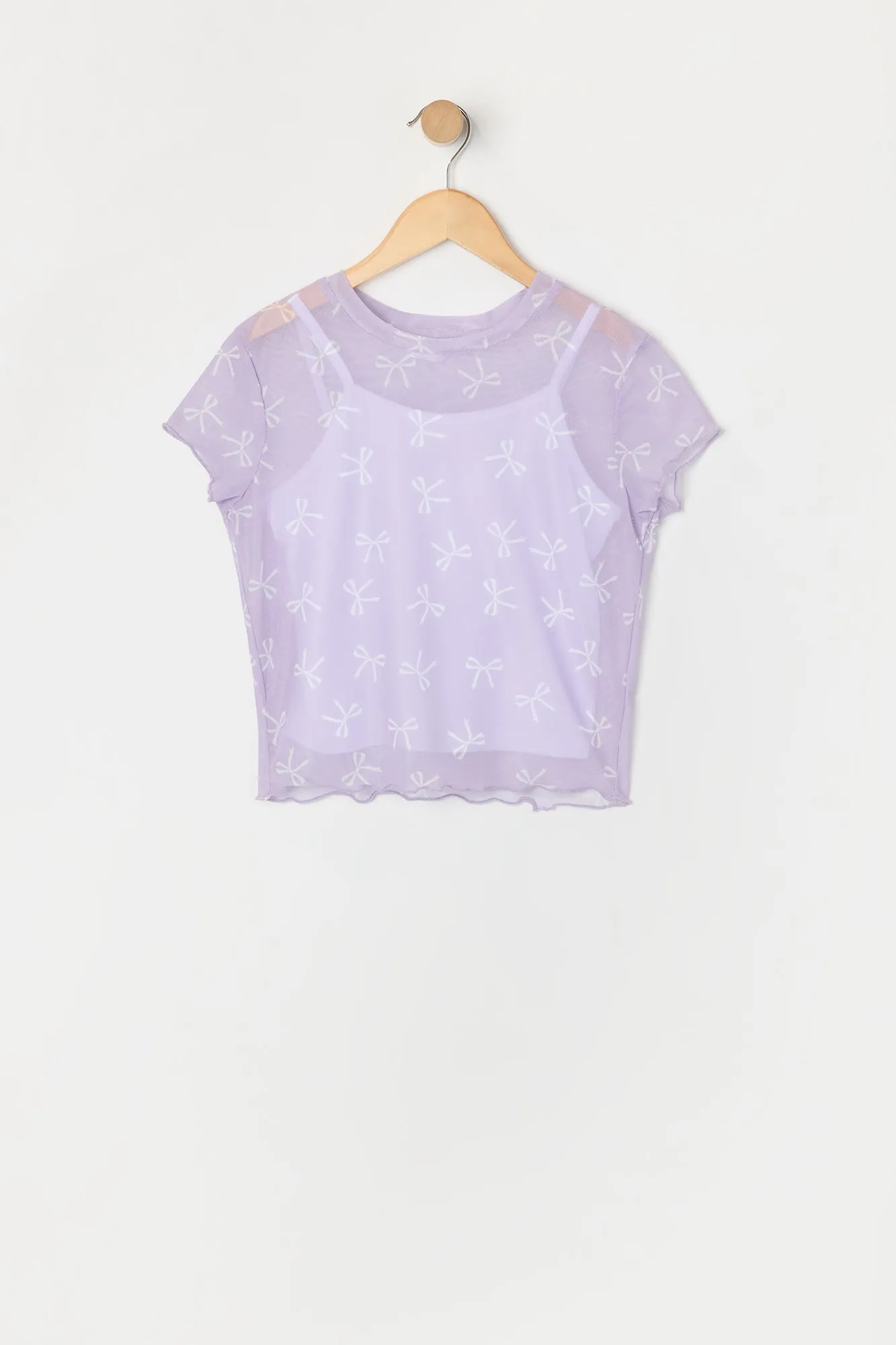 Girls Bow Mesh T-Shirt and Cami 2 Piece Set sold by Urban Planet