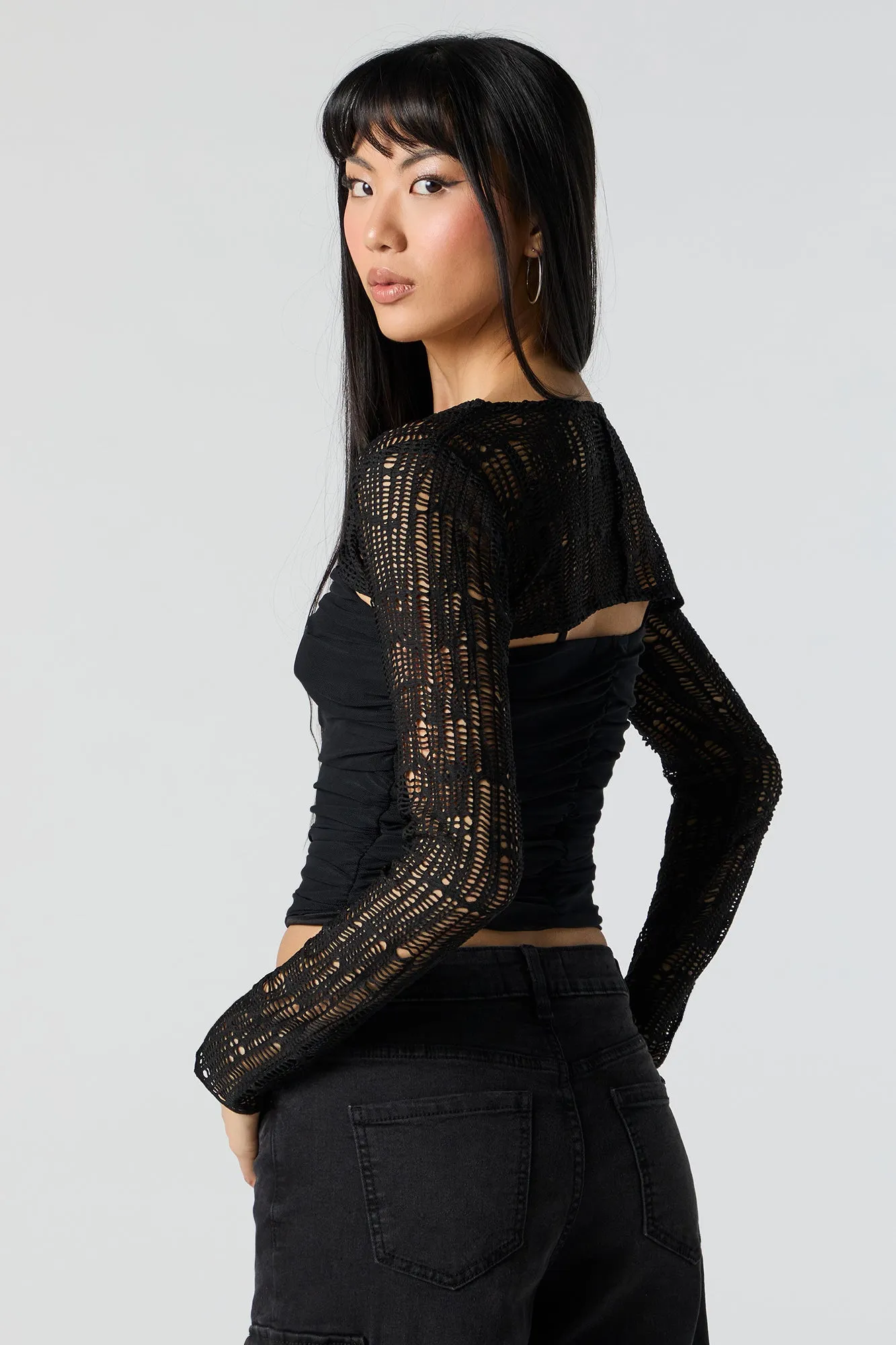 Fishnet Ultra Cropped Shrug sold by Urban Planet product image thumbnail 2