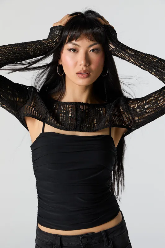 Fishnet Ultra Cropped Shrug sold by Urban Planet