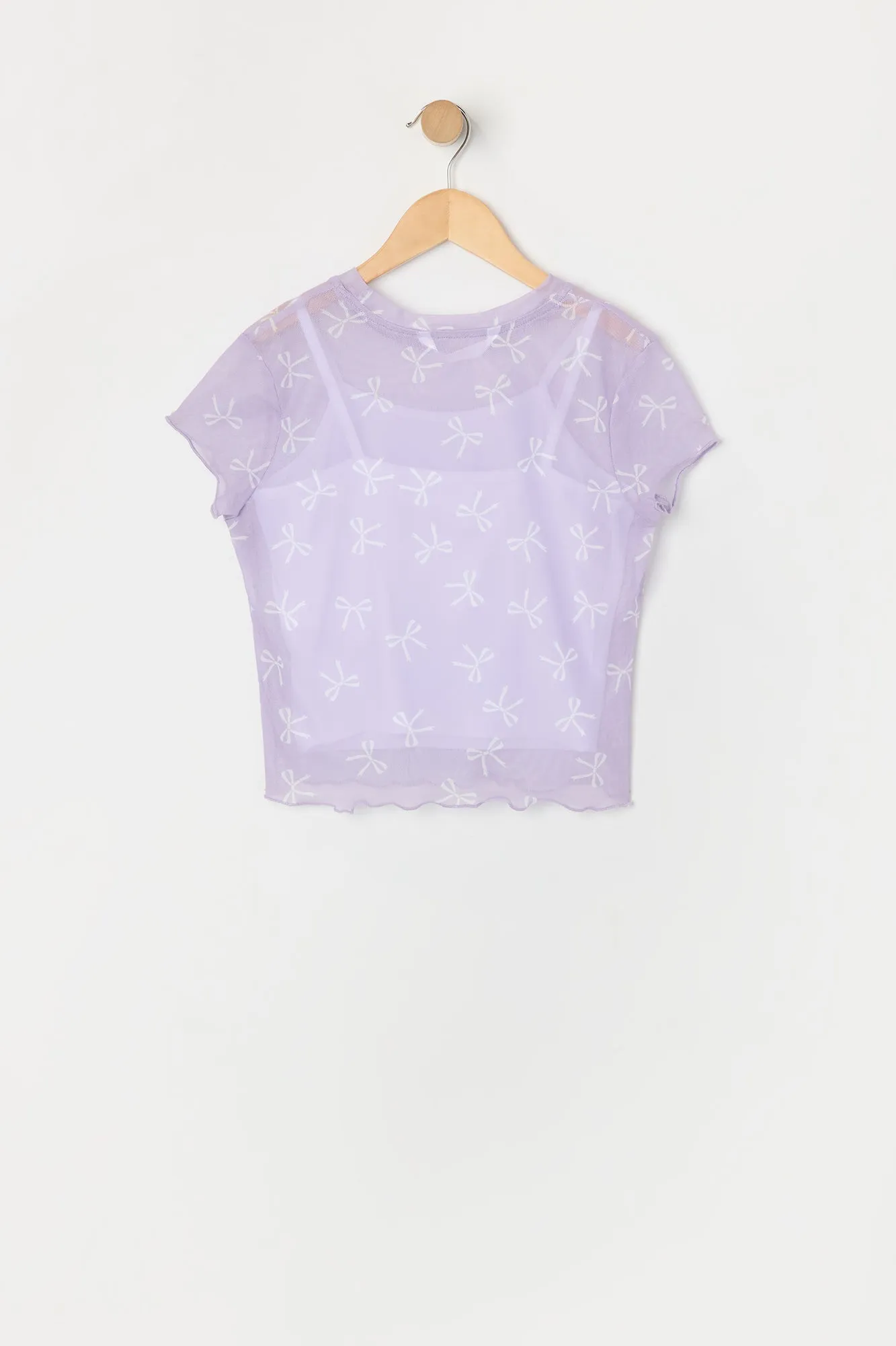 Girls Bow Mesh T-Shirt and Cami 2 Piece Set sold by Urban Planet product image thumbnail 2