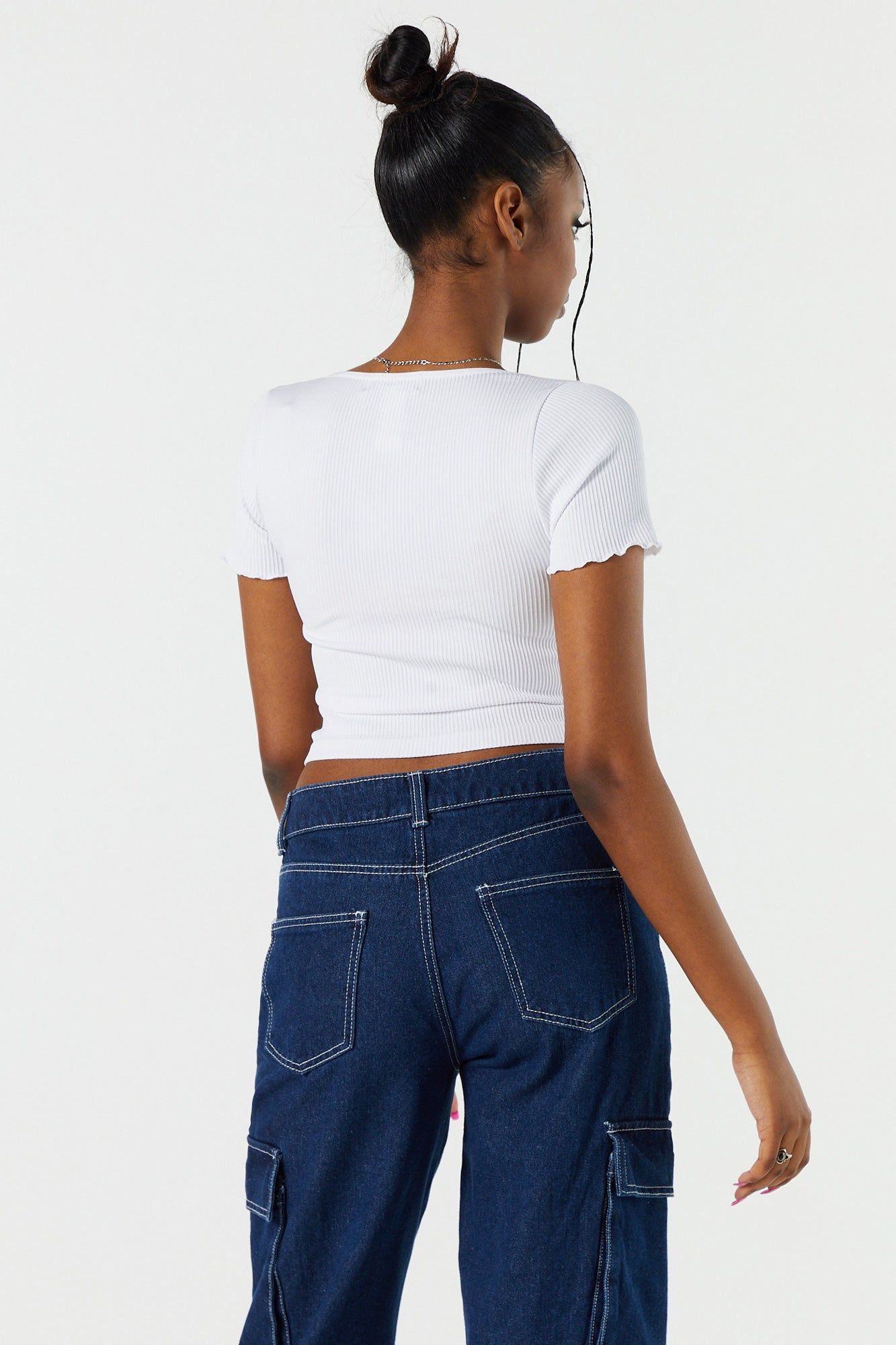 Seamless Ribbed Lettuce Trim T-Shirt sold by Urban Planet product image thumbnail 11