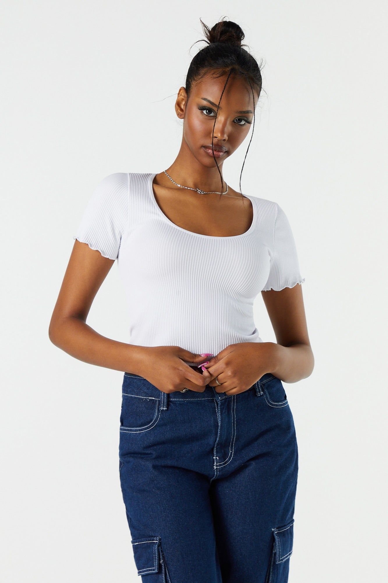 Seamless Ribbed Lettuce Trim T-Shirt sold by Urban Planet product image thumbnail 10