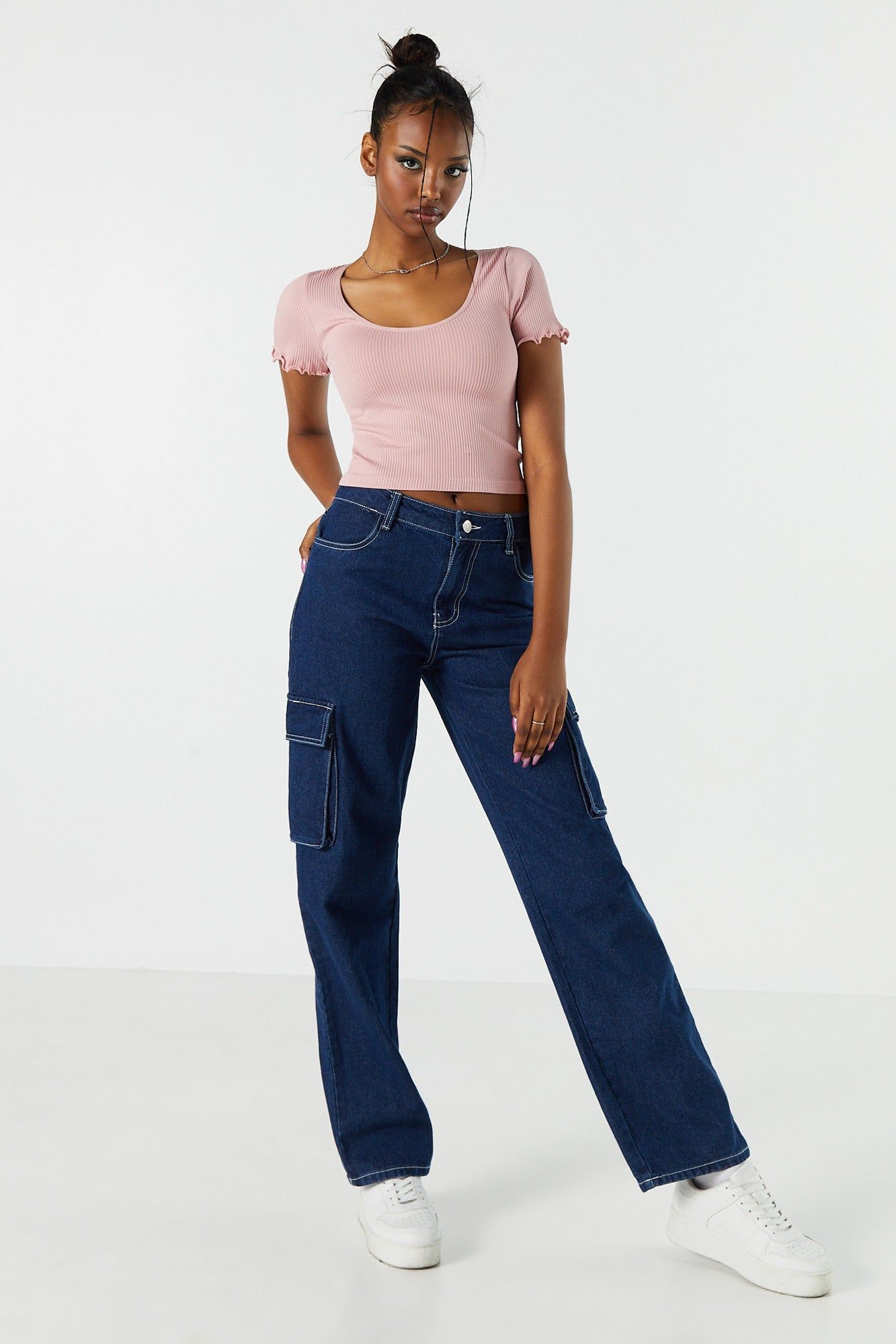 Seamless Ribbed Lettuce Trim T-Shirt sold by Urban Planet product image thumbnail 15