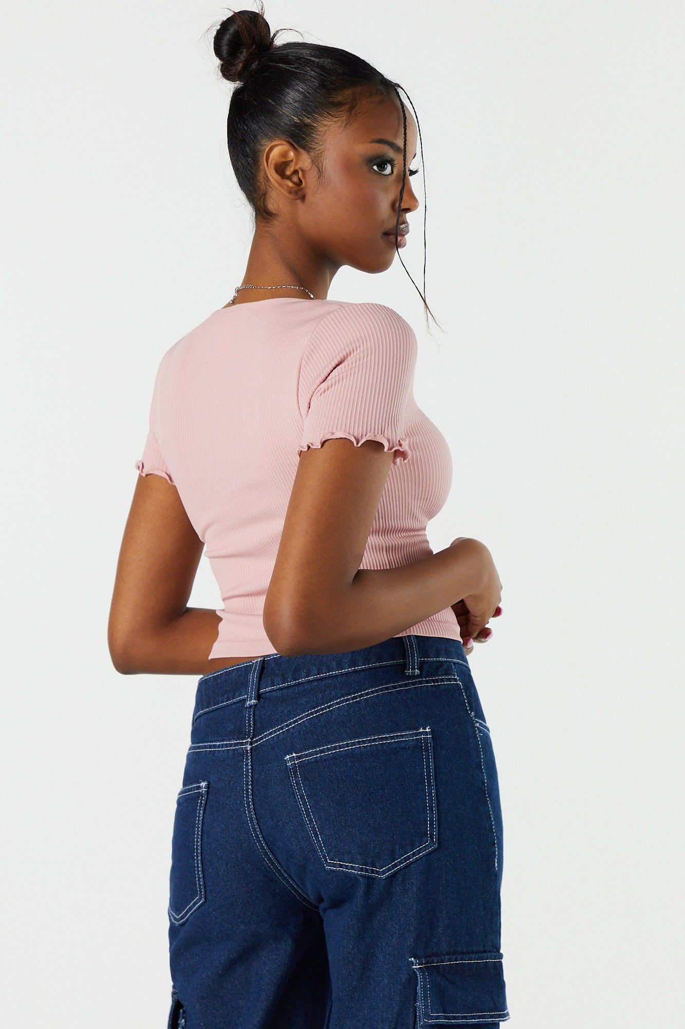 Seamless Ribbed Lettuce Trim T-Shirt sold by Urban Planet product image thumbnail 14