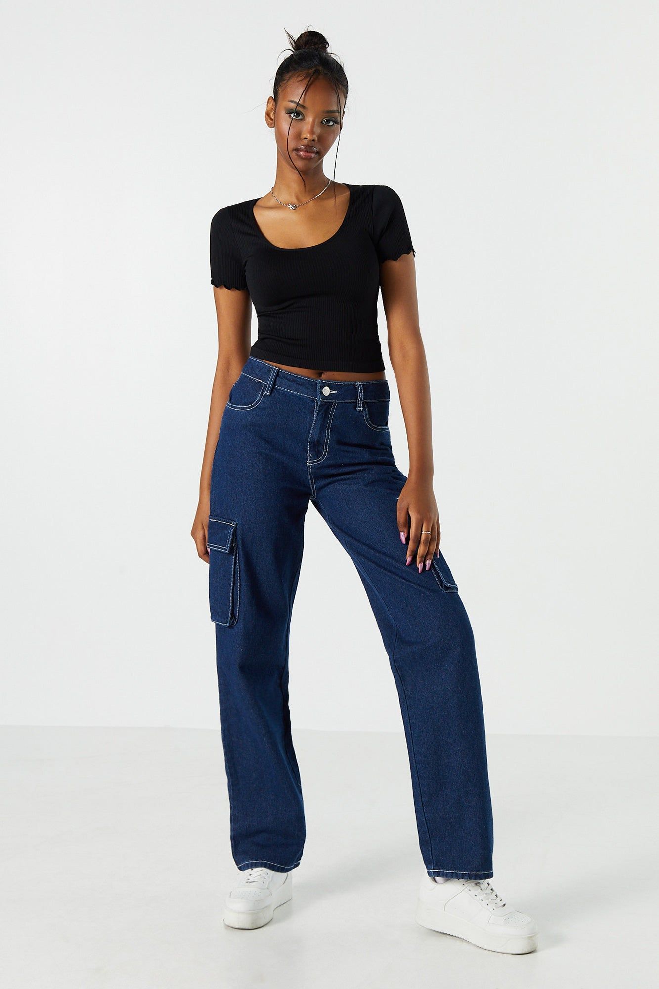 Seamless Ribbed Lettuce Trim T-Shirt sold by Urban Planet product image thumbnail 6