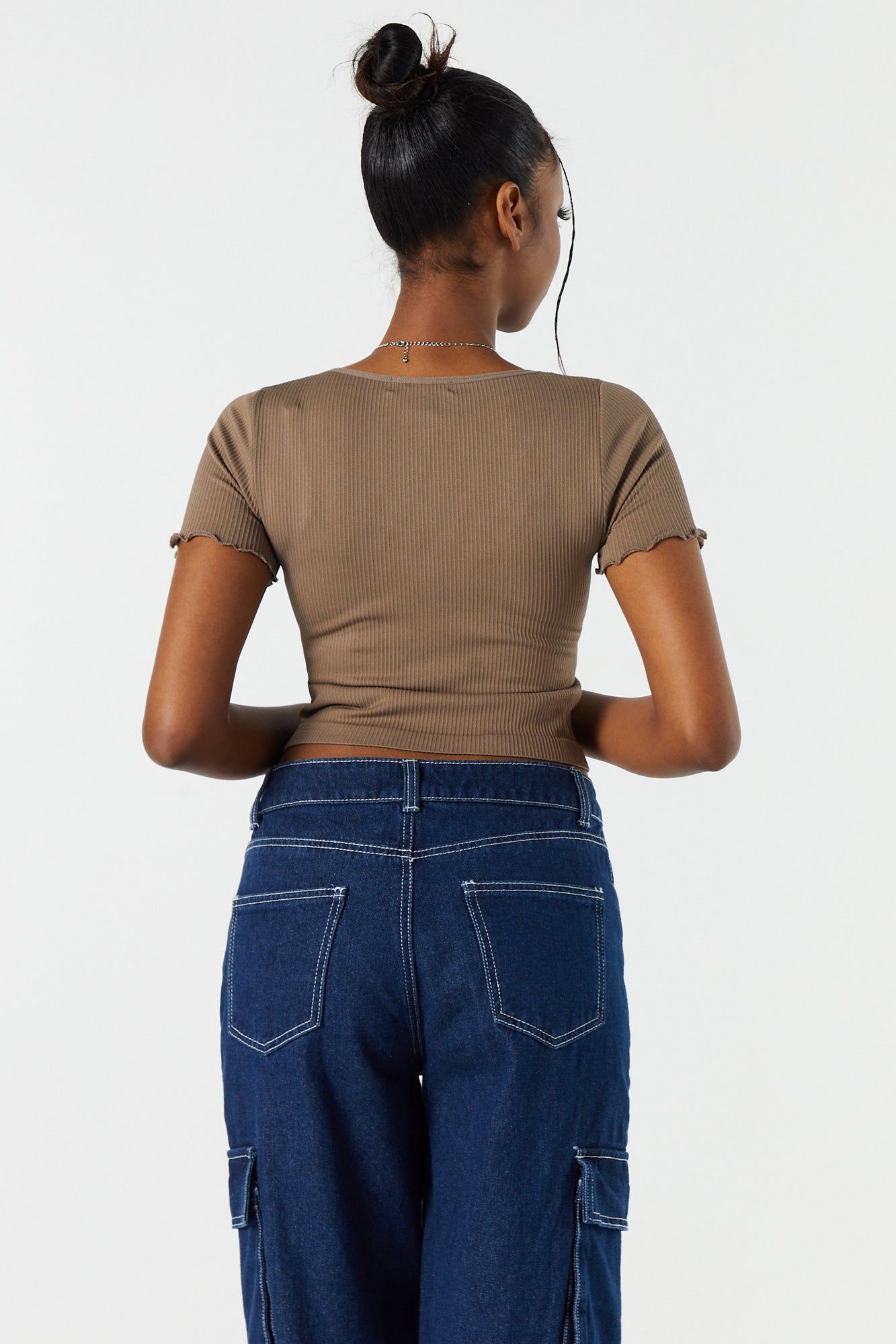 Seamless Ribbed Lettuce Trim T-Shirt sold by Urban Planet product image thumbnail 17