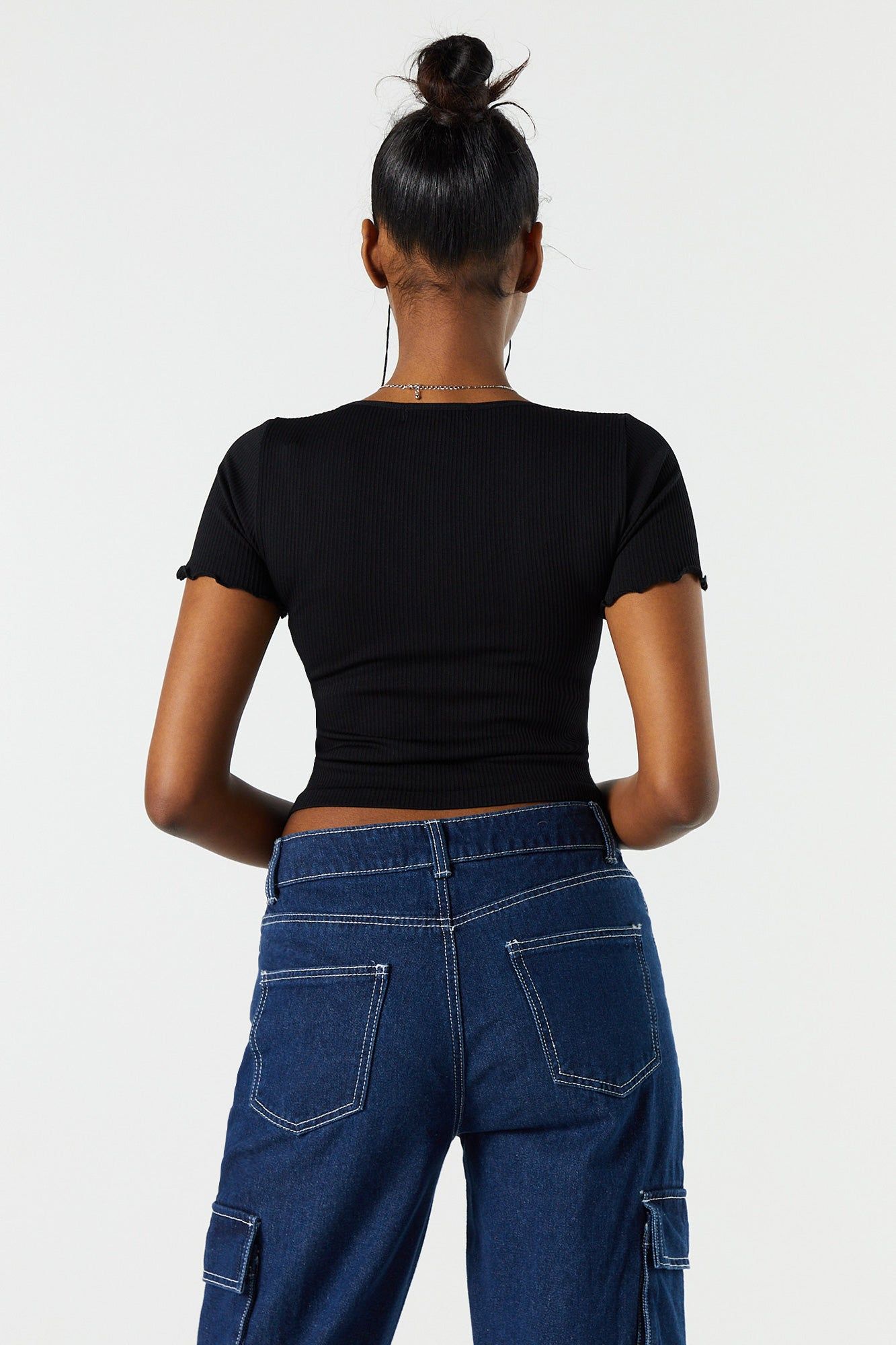 Seamless Ribbed Lettuce Trim T-Shirt sold by Urban Planet product image thumbnail 5