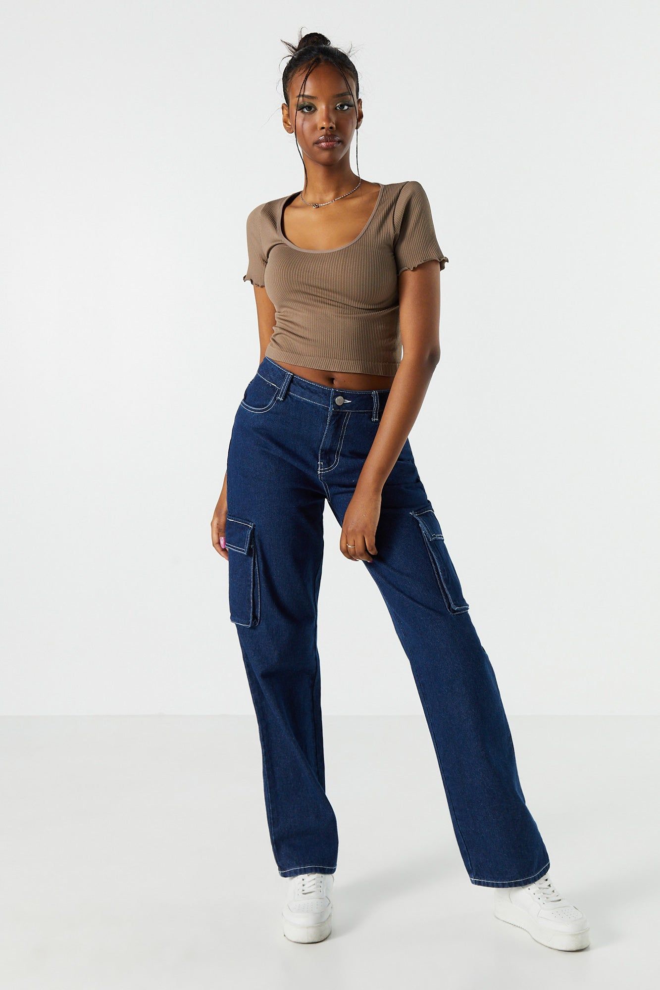 Seamless Ribbed Lettuce Trim T-Shirt sold by Urban Planet product image thumbnail 18