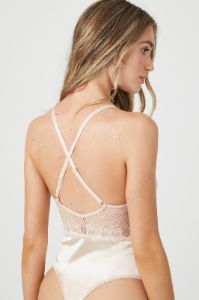 Satin Lace Bodysuit sold by Urban Planet