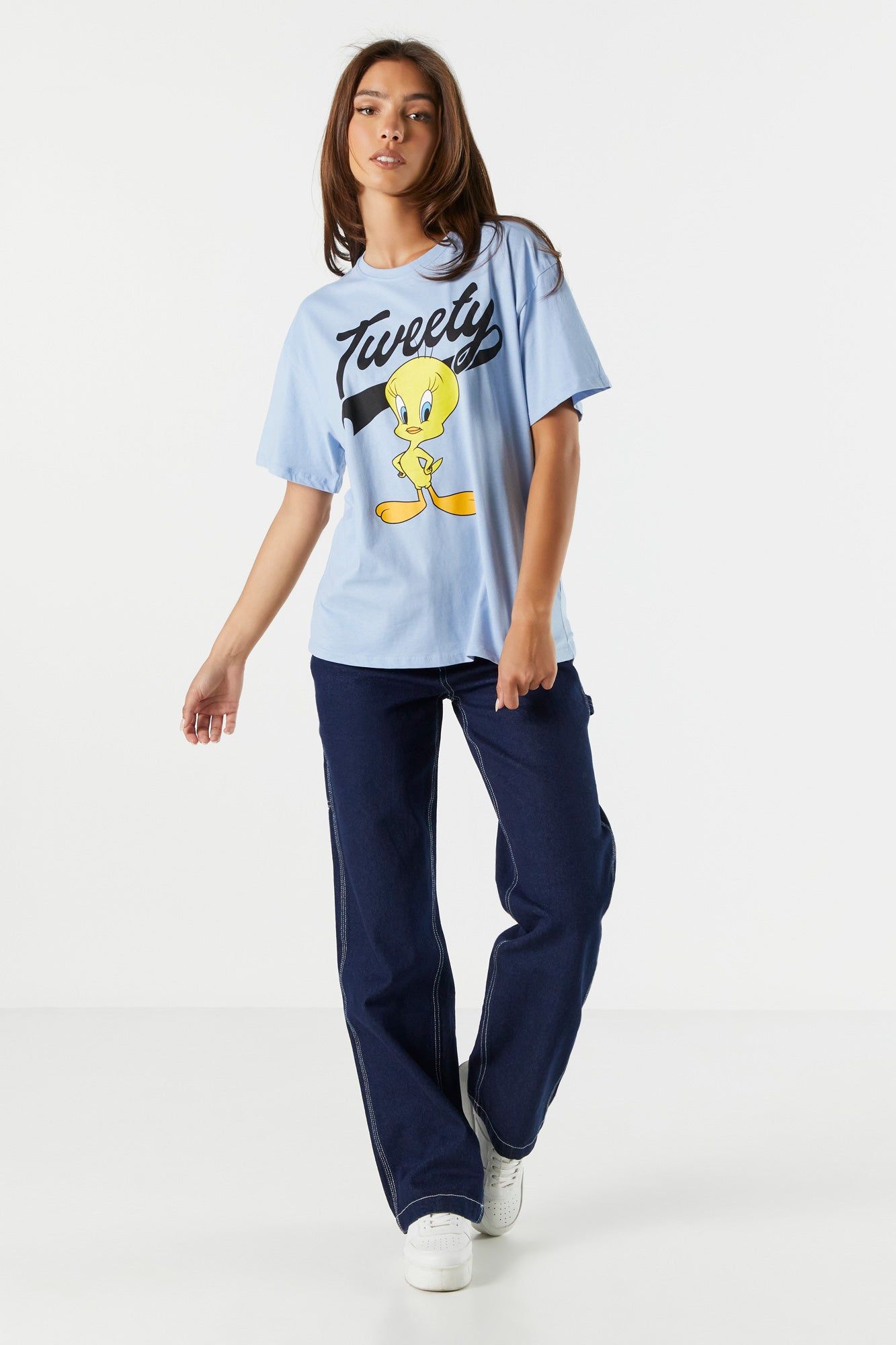 Blue Tweety Bird Graphic Boyfriend T-Shirt sold by Urban Planet product image thumbnail 3