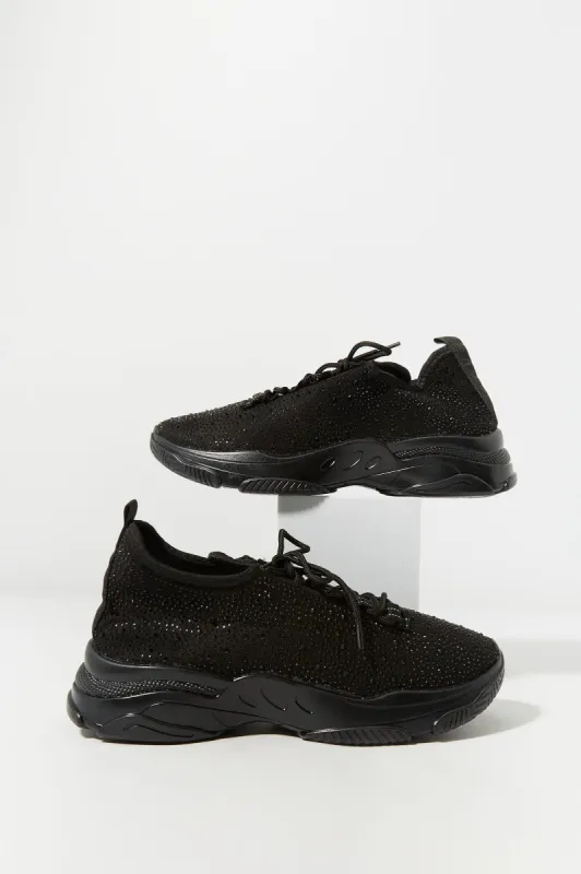Rhinestone Lace Up Running Shoe sold by Urban Planet