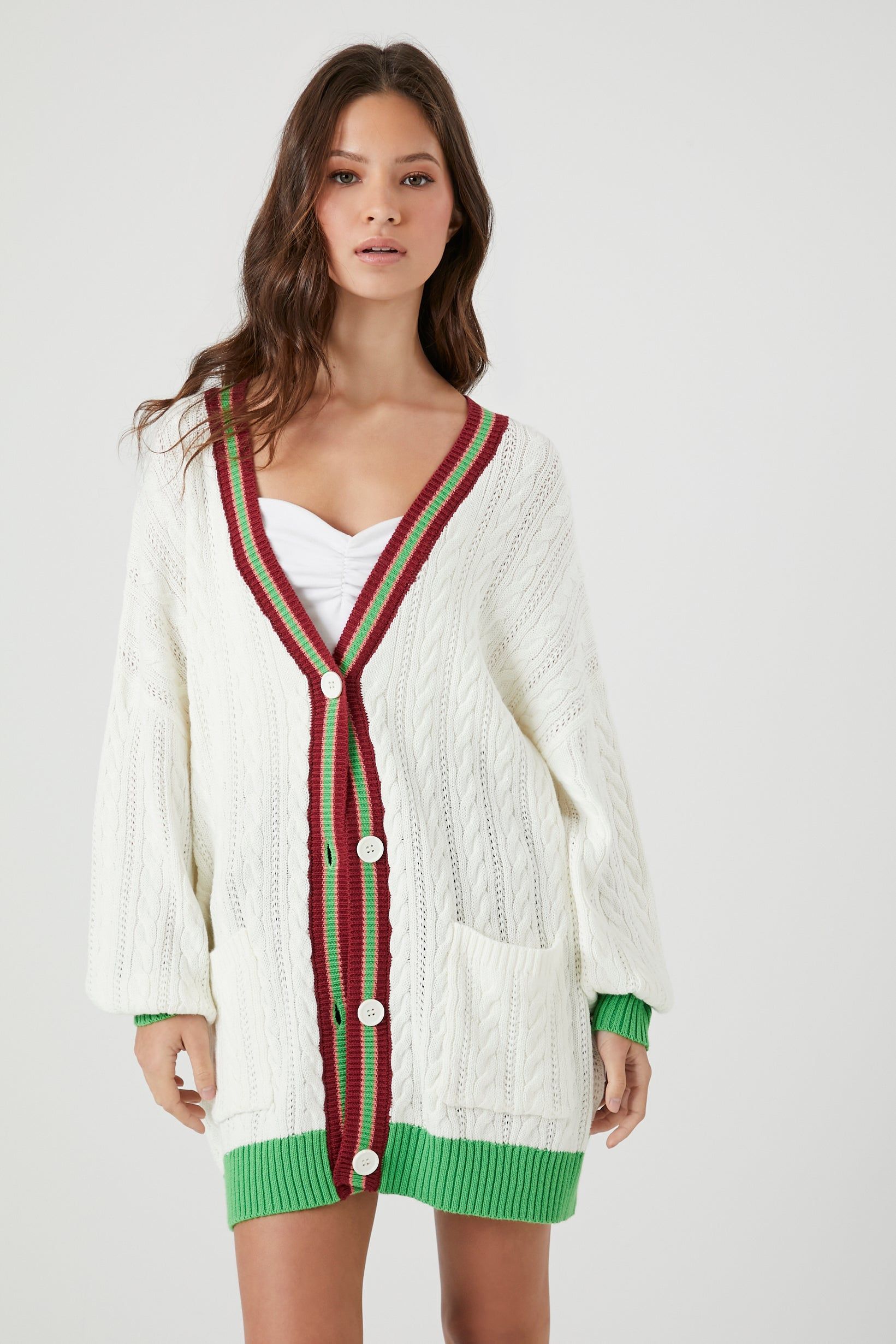 Varsity Striped Button-Up Cardigan sold by Urban Planet