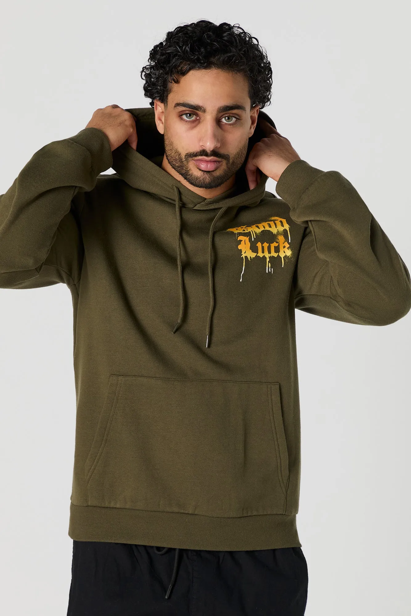 Good Luck Graphic Fleece Hoodie sold by Urban Planet