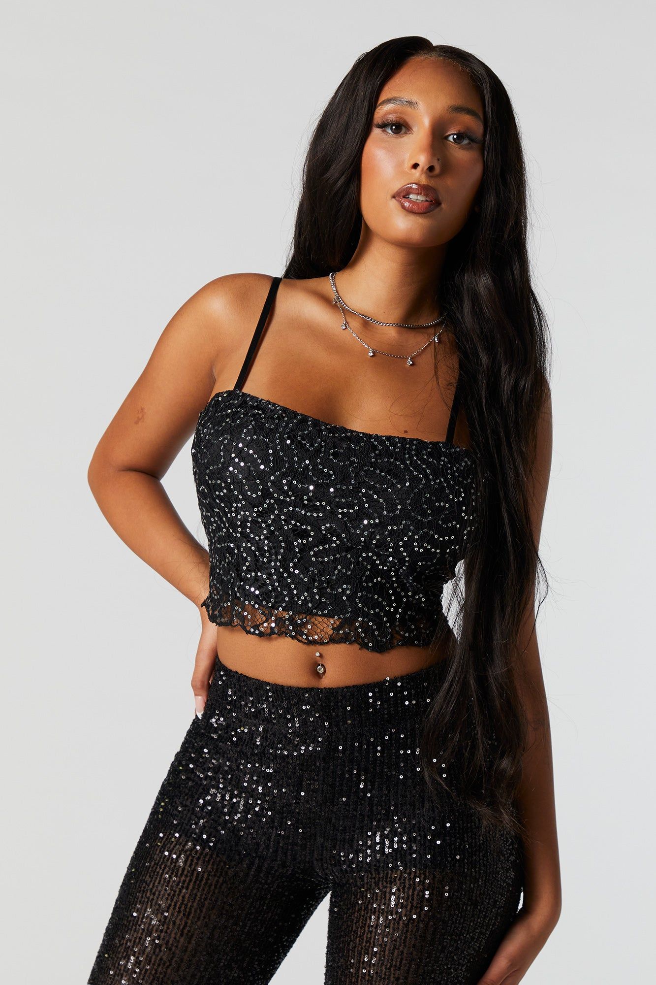 Camisole en dentelle avec paillettes sold by Urban Planet product image thumbnail 5